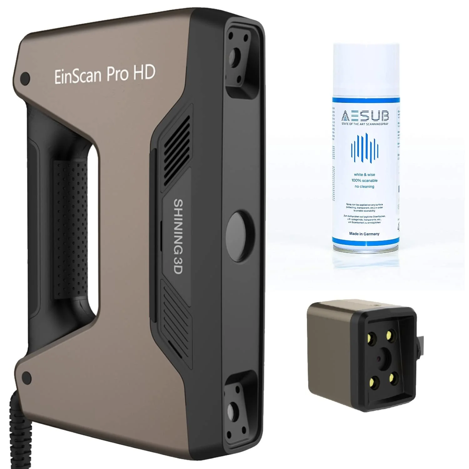 اسکنر سه بعدی دستی EinScan Pro HD مدل 2023 به همراه بسته رنگی و نرم افزار CAD SolidEdge Shining3D Edition برای مهندسی معکوس، بهداشت و درمان، تولید، آموزش علوم، هنر و طراحی