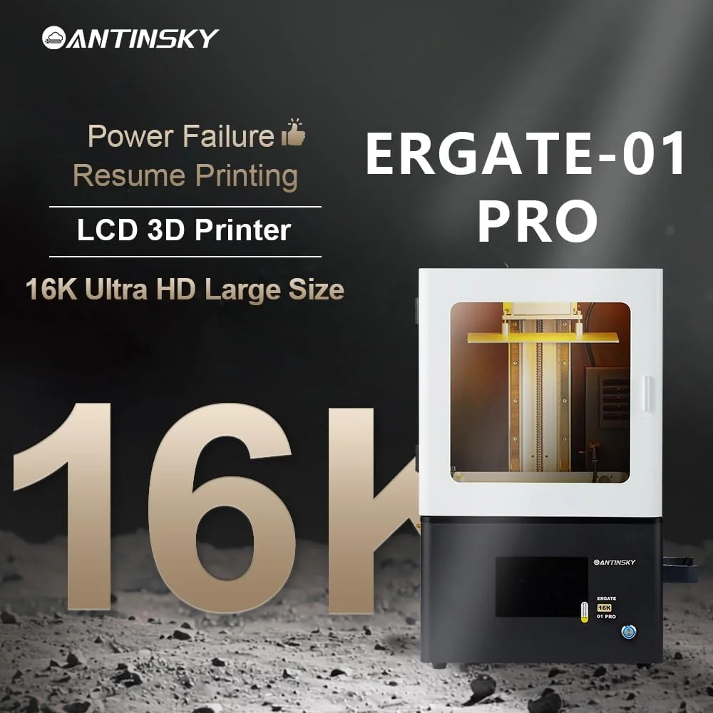 چاپگر سه بعدی Antinsky Ergate-01 PRO با سیستم بازیافت رزین LCD 16K 10.1 اینچی، کنترل دمای ثابت، انتقال Wi-Fi، چاپگر سه بعدی رزینی تمام فلزی با اندازه چاپ بزرگ 211x118x240 میلی متر