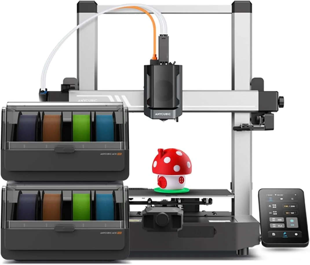 مجموعه پرینتر سه بعدی Anycubic Kobra 3 V2 Combo (شامل 8 رنگ) با 8 رنگ چندگانه خیره کننده به همراه 2 عدد Anycubic ACE PRO، حداکثر سرعت 600mm/s، دوربین داخلی، تراز خودکار بهتر