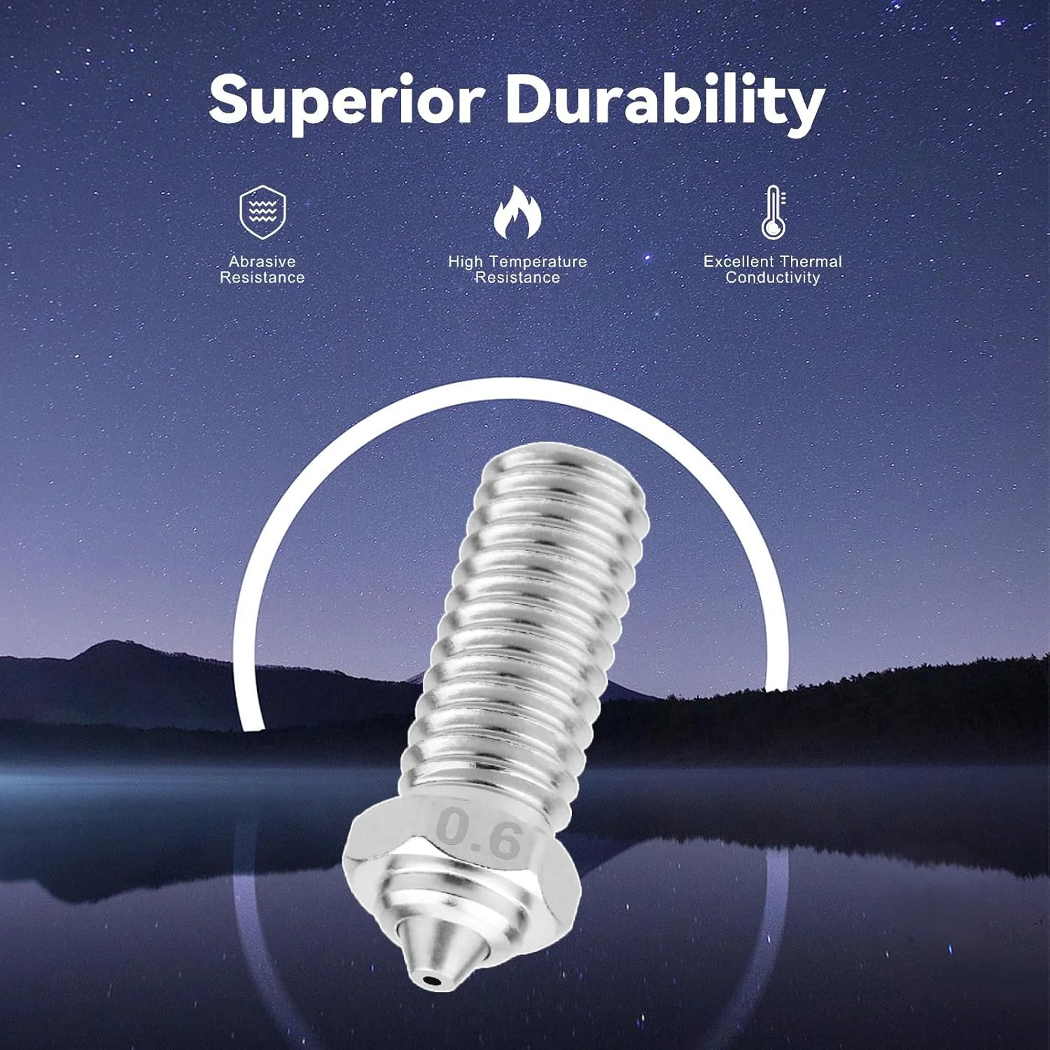 نازل سه عددی 0.6 میلی‌متری بایمتال Qidi X-Max3 – فولاد سخت شده و روکش مس برای پرینترهای سه بعدی Q1 Pro/X-Smart3/X-Plus3/X-Max3