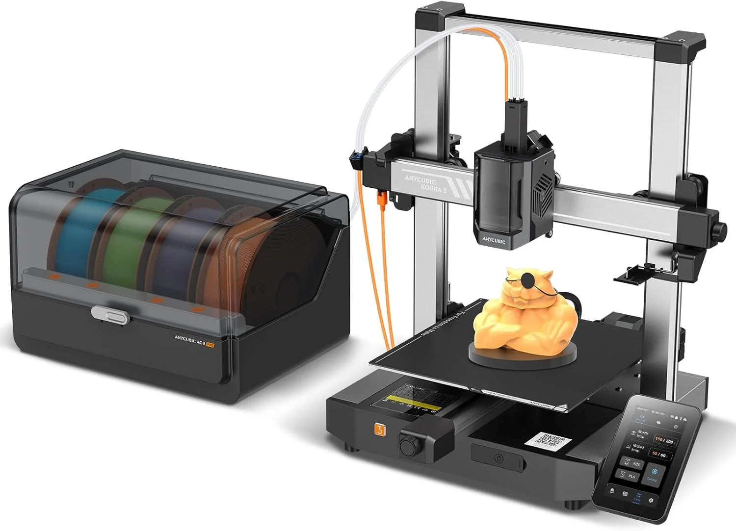 (مجموعه Anycubic Kobra 3 V2 Combo) پرینتر سه بعدی چند رنگ Anycubic، پشتیبانی از پرینت چند رنگ با حداکثر سرعت 600mm/s