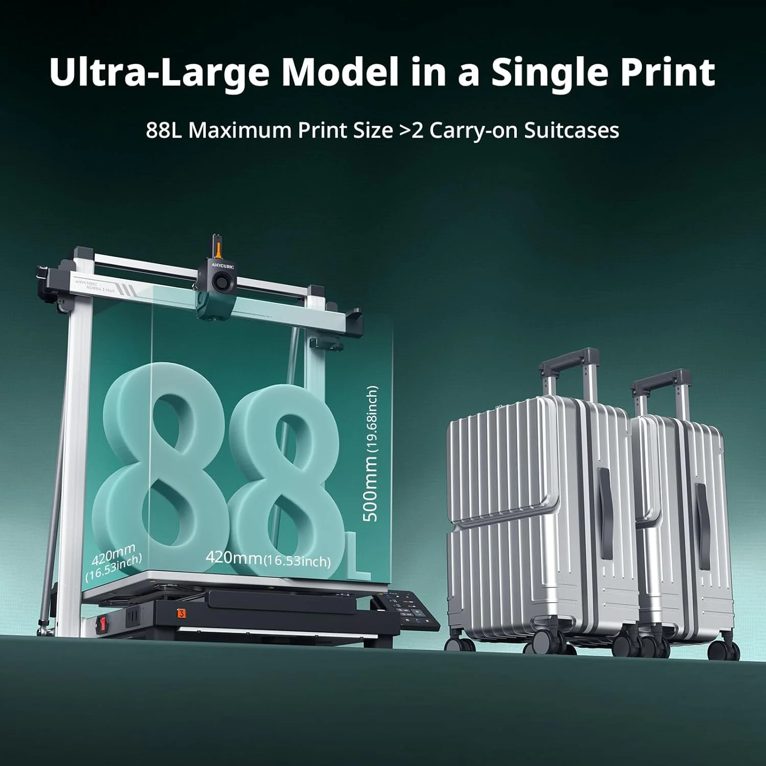 (بسته ترکیبی Anycubic Kobra 3 Max) پرینتر سه بعدی Anycubic، پشتیبانی از چاپ چند رنگ با سرعت بالای 600 میلی متر بر ثانیه، حجم ساخت بزرگ 420x420x500 میلی متر