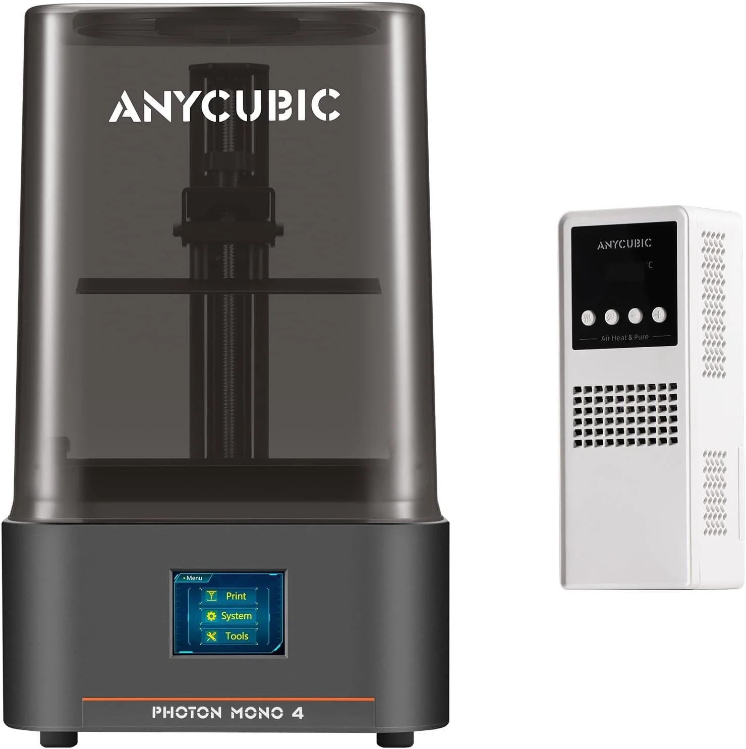 پرینتر سه بعدی رزینی ANYCUBIC 10K، فوتون مونو 4 و مینی تصفیه کننده و گرم کننده، برای چاپ در محیط های با دمای پایین