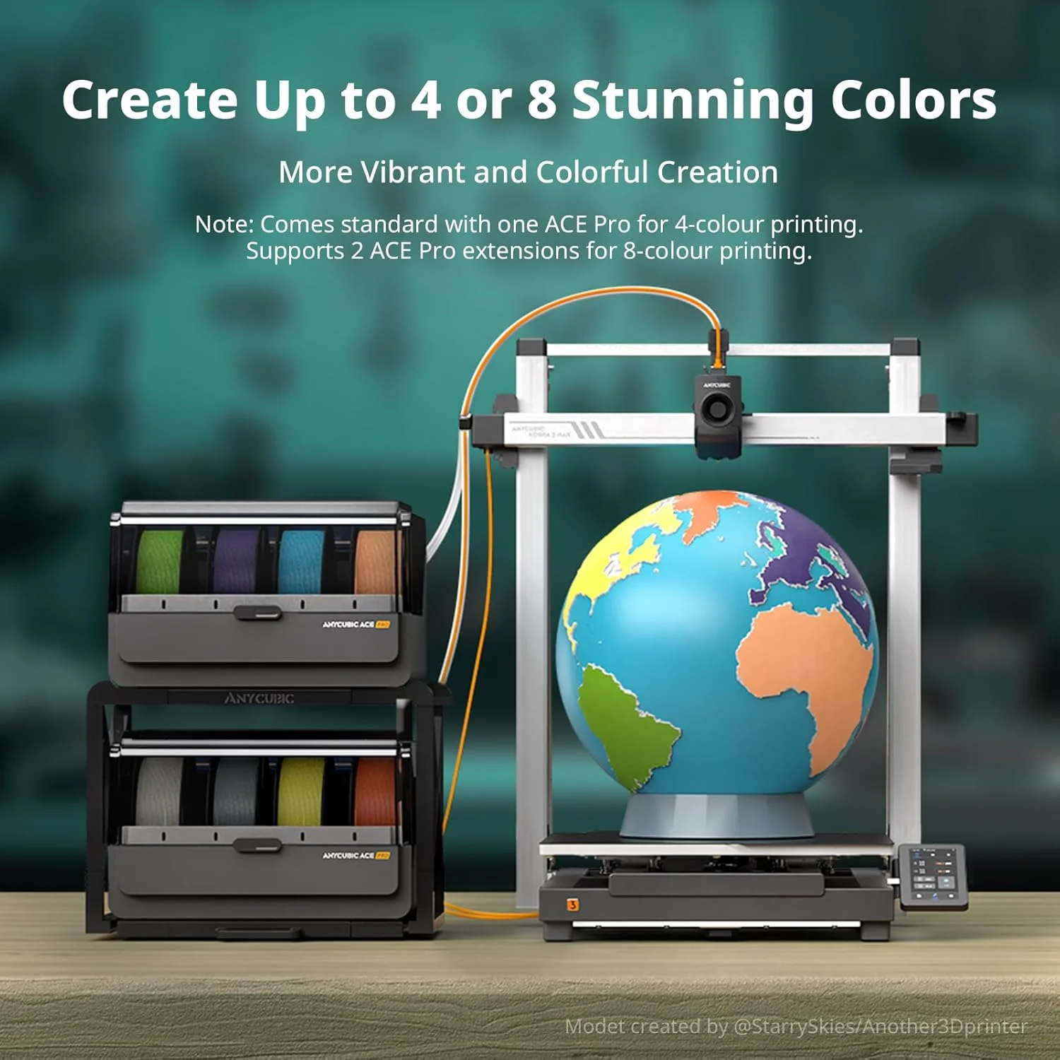 (بسته ترکیبی Anycubic Kobra 3 Max) پرینتر سه بعدی Anycubic، پشتیبانی از چاپ چند رنگ با سرعت بالای 600 میلی متر بر ثانیه، حجم ساخت بزرگ 420x420x500 میلی متر