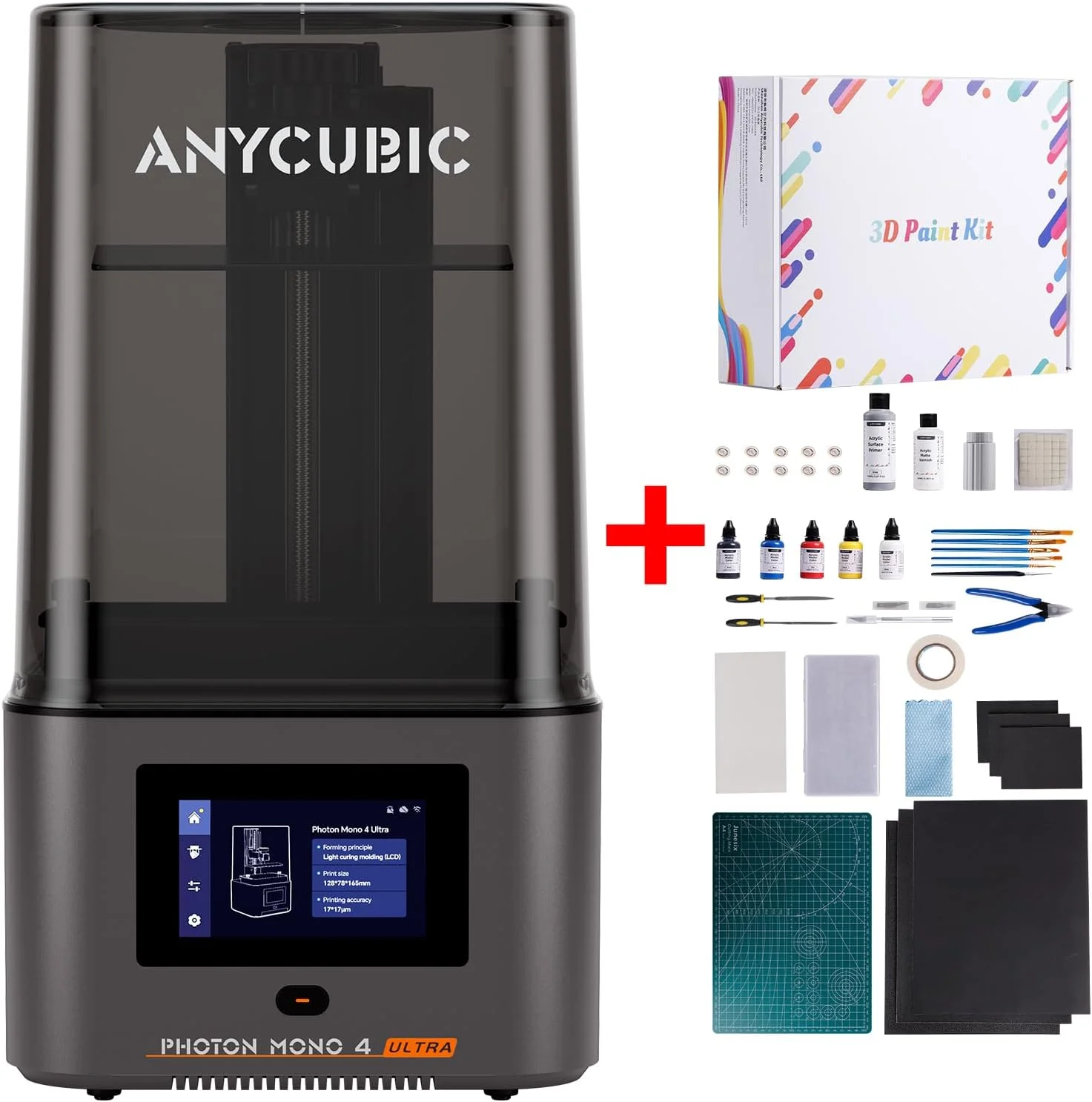 پرینتر سه بعدی رزینی ANYCUBIC 10K مدل Photon Mono 4 Ultra و ست رنگ آمیزی مدل های سه بعدی چند منظوره