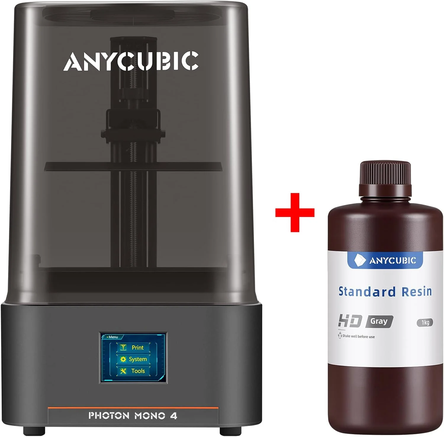 پرینتر سه بعدی رزینی ANYCUBIC Photon Mono 4 10K و رزین پرینتر سه بعدی 8K ارتقا یافته (خاکستری HD، 1 کیلوگرم)