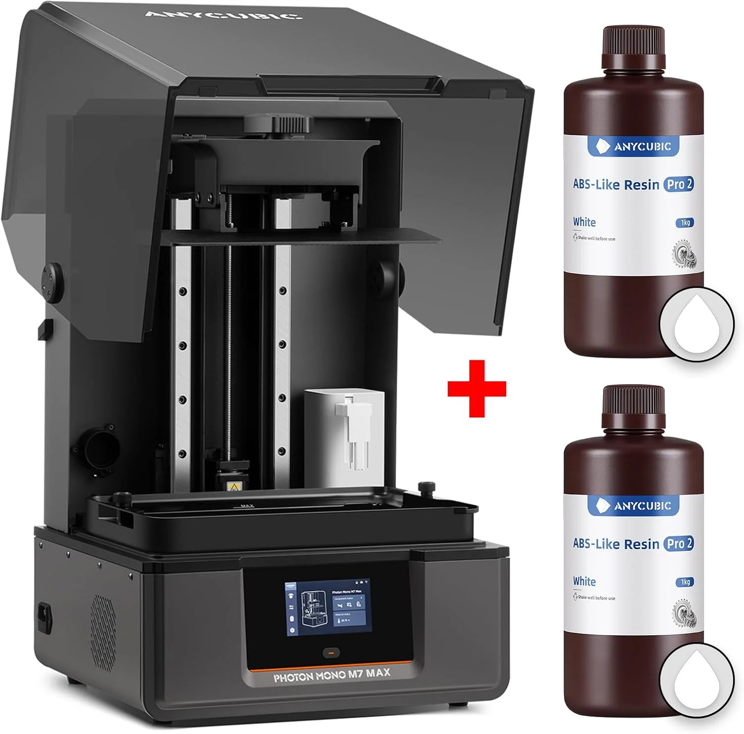 ANYCUBIC Photon Mono M7 MAX و رزین Pro 2 شبیه ABS (سفید 2 کیلوگرم)، بسته های پرینتر سه بعدی رزینی