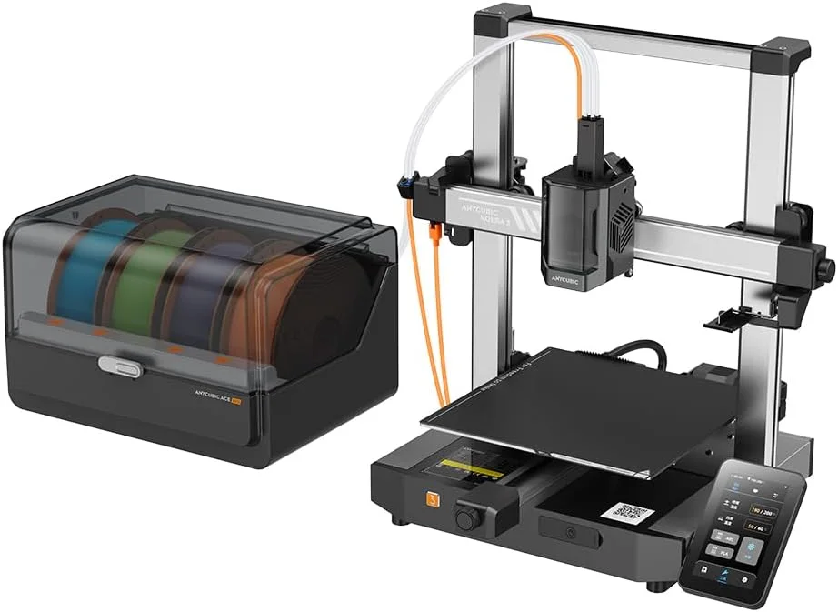 （بسته Anycubic Kobra 3 V2 Combo） پرینتر سه بعدی چند رنگ Anycubic، سرعت چاپ تا 600 میلی متر بر ثانیه، خشک کردن فعال فیلامنت، تراز خودکار پیشرفته برای نرخ موفقیت بالاتر، 10.0 اینچ × 10.0 اینچ × 10.2 اینچ