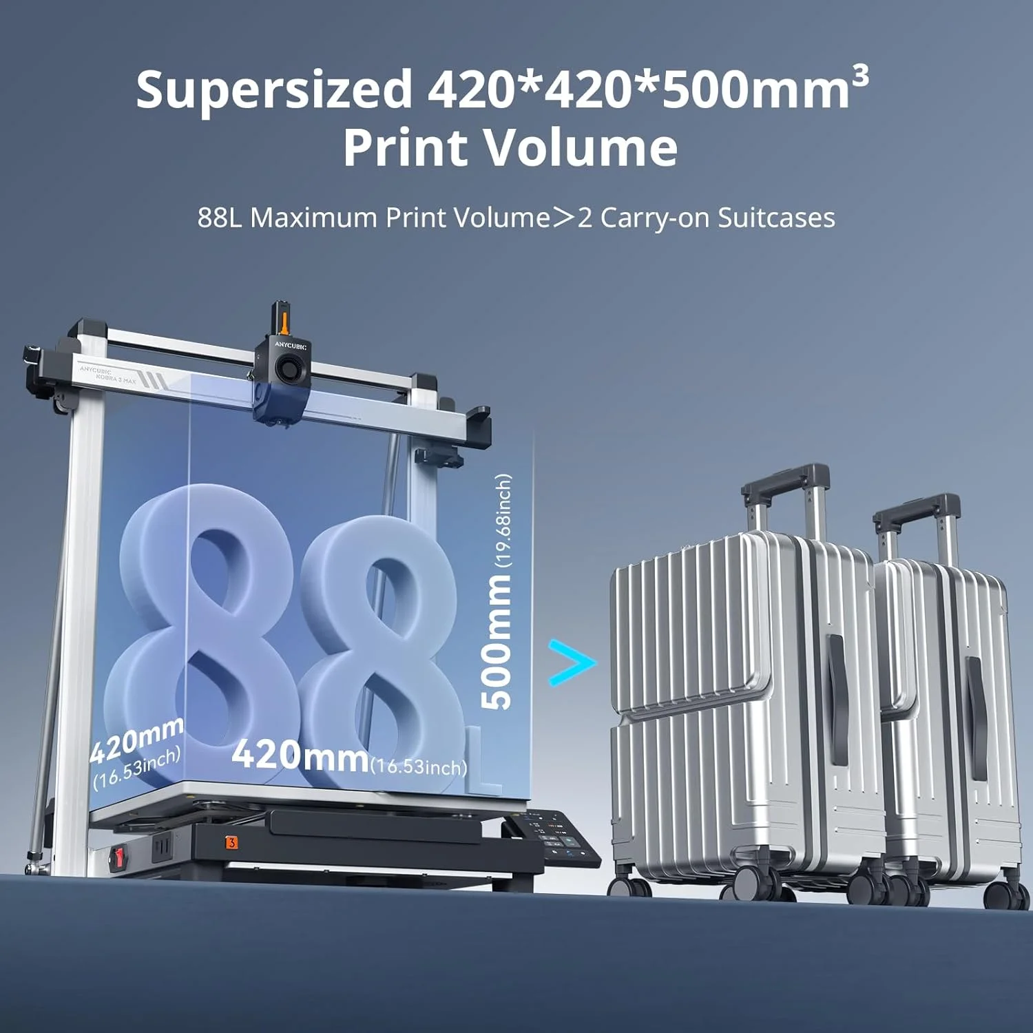 (مجموعه پرینتر سه بعدی Anycubic Kobra 3 Max Combo) پرینتر سه بعدی چند رنگ با حجم چاپ بزرگ، چاپ با سرعت بالا 600 میلی متر بر ثانیه، تراز خودکار دقیق و ضد لغزش، حجم چاپ ارتقا یافته 420 * 420 * 500 میلی متر