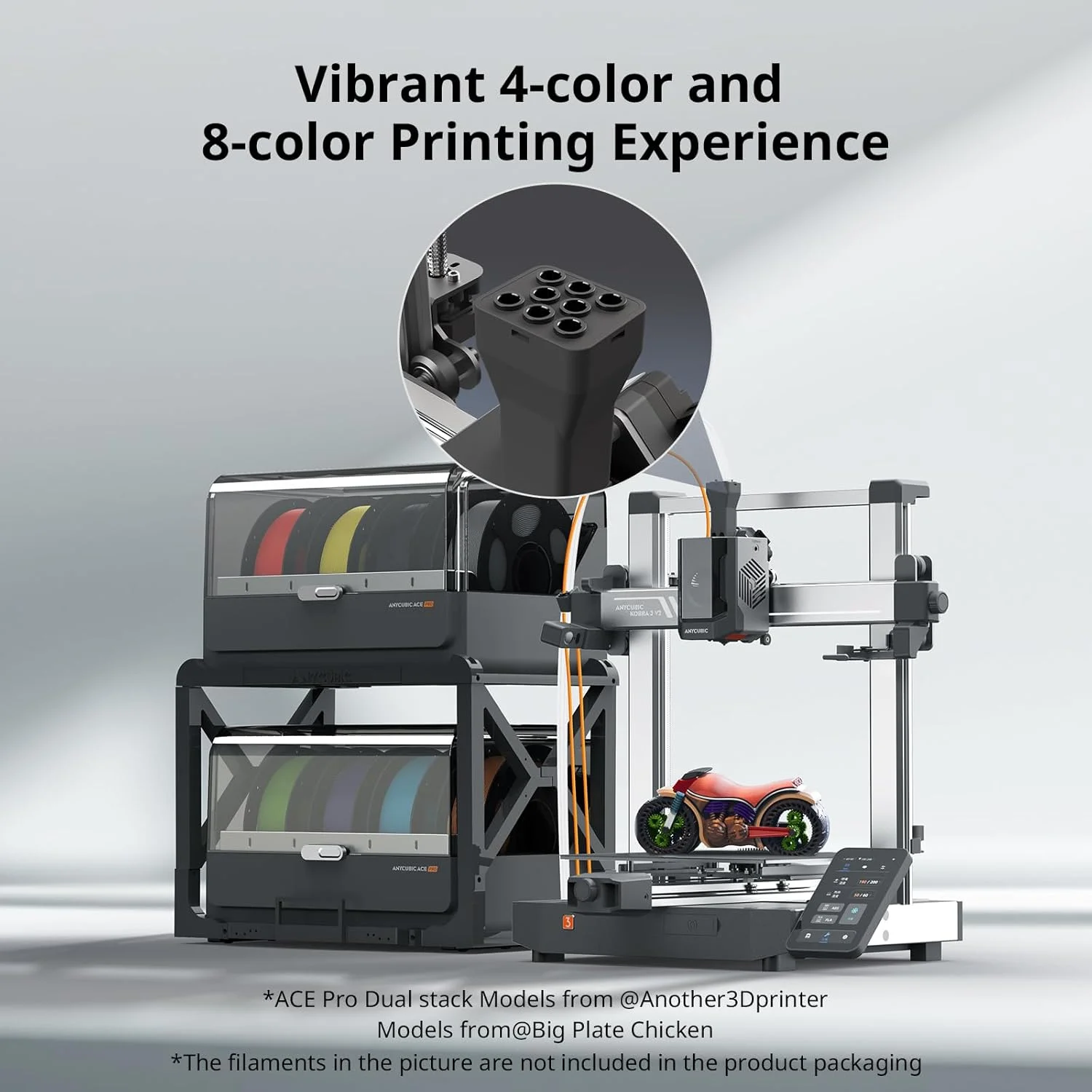 بسته ۴ کیلوگرمی PLA ابریشمی کریسمس ANYCUBIC + پرینتر سه بعدی Anycubic Kobra 3 V2 Combo، جعبه هدیه کریسمس، فیلامنت پرینتر سه بعدی