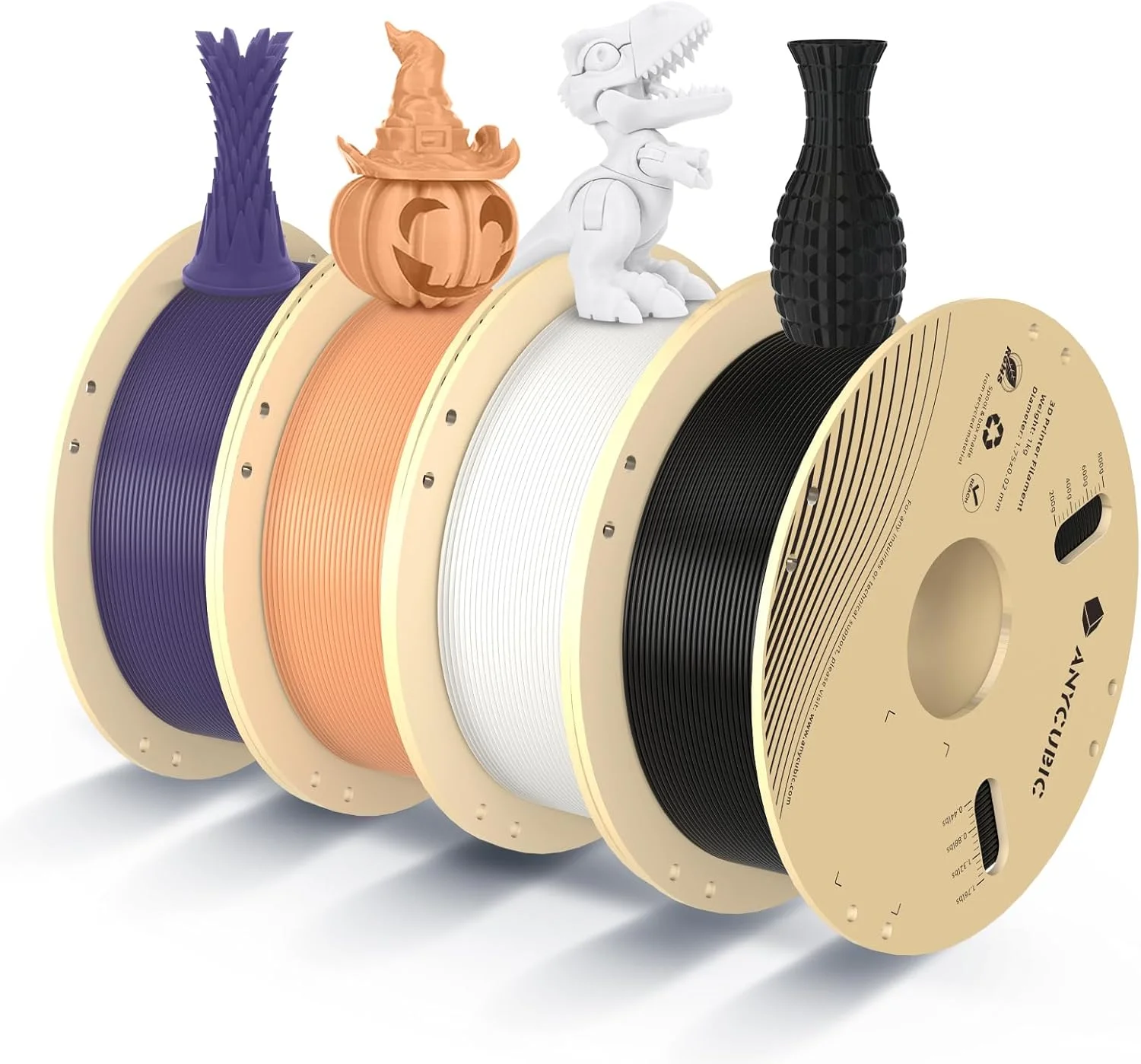 (بسته فیلامنت PLA انی کیوبیک 4 کیلوگرمی 1.75 میلی متری) پرینتر سه بعدی انی کیوبیک کوبرا S1، چاپ با سرعت بالا 600 میلی متر بر ثانیه و تراز خودکار کامل، مشکی+سفید+هلویی+بنفش بین ستاره ای