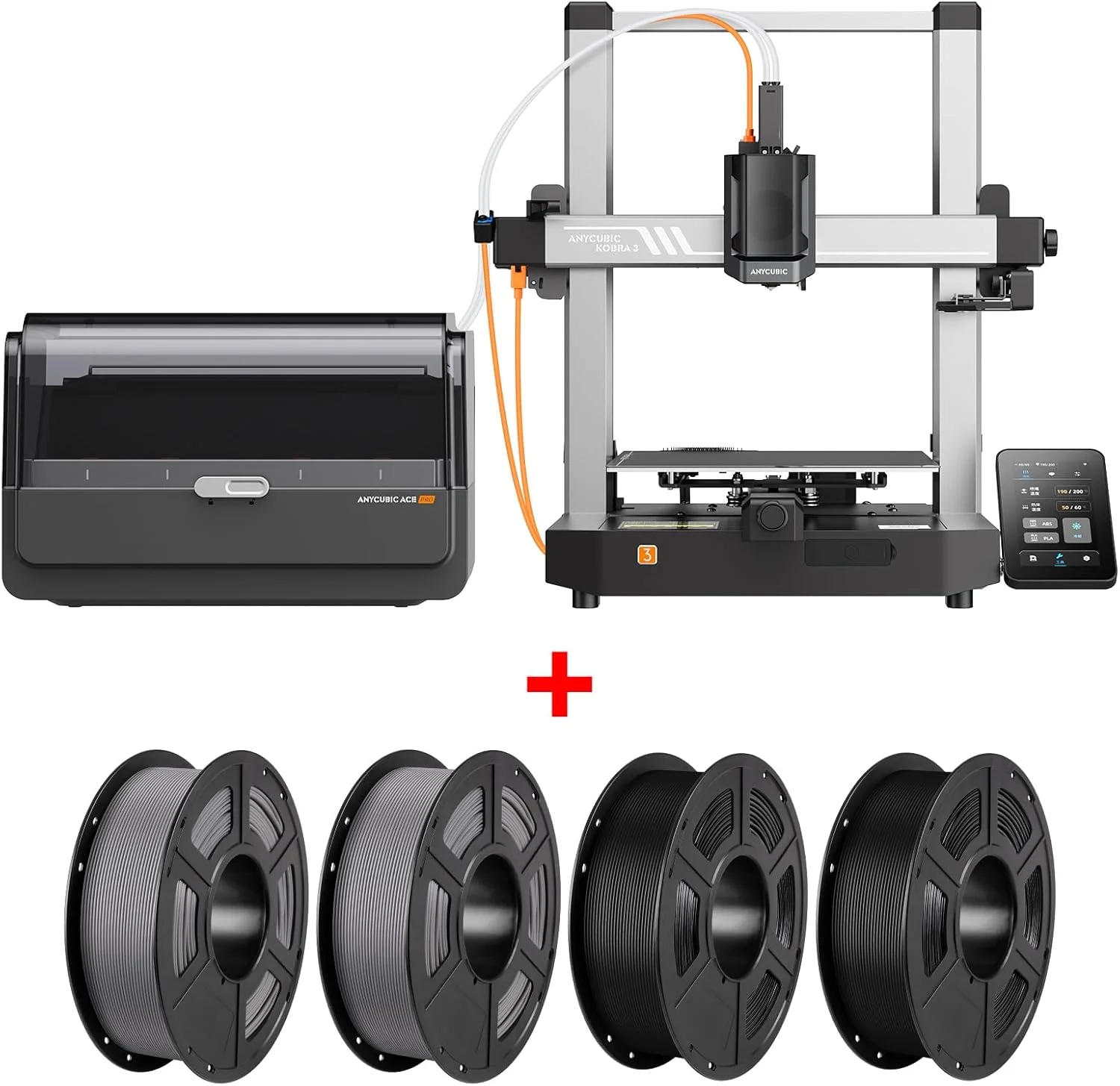 بسته فیلامنت Anycubic (4 کیلوگرم) Anycubic Kobra 3 V2 Combo پرینتر سه بعدی، چاپ چند رنگ هوشمند تا سرعت چاپ 600 میلی متر بر ثانیه