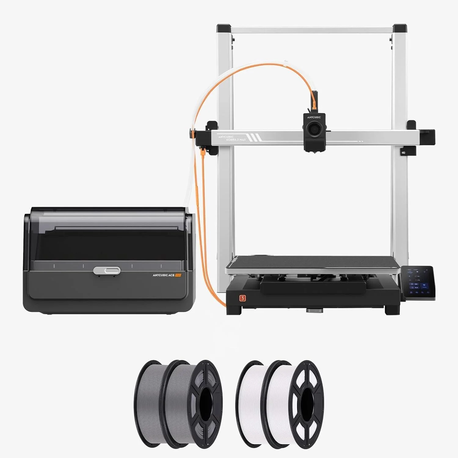 بسته فیلامنت Anycubic (4 کیلوگرم) - پرینتر سه بعدی Anycubic Kobra 3 Max Combo + فیلامنت پرینتر سه بعدی ANYCUBIC PLA، 2 بسته خاکستری و 2 بسته سفید