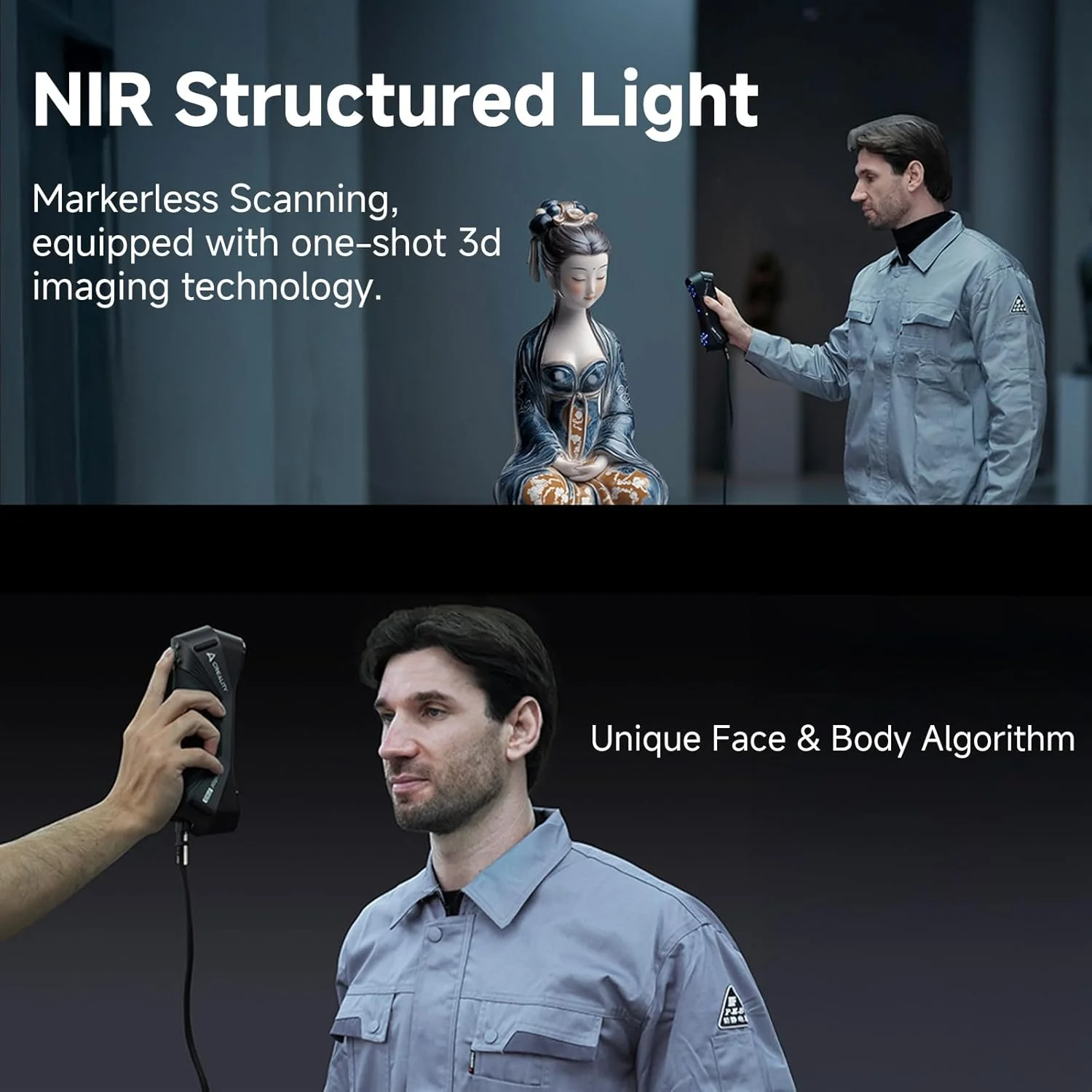 اسکنر سه بعدی Creality Raptor Pro به همراه Scan Bridge برای Raptor Pro، پشتیبانی از WiFi 6 برای انتقال تصویر بی‌سیم، اپلیکیشن موبایل هوشمند، ظرفیت بالا و شارژ سریع