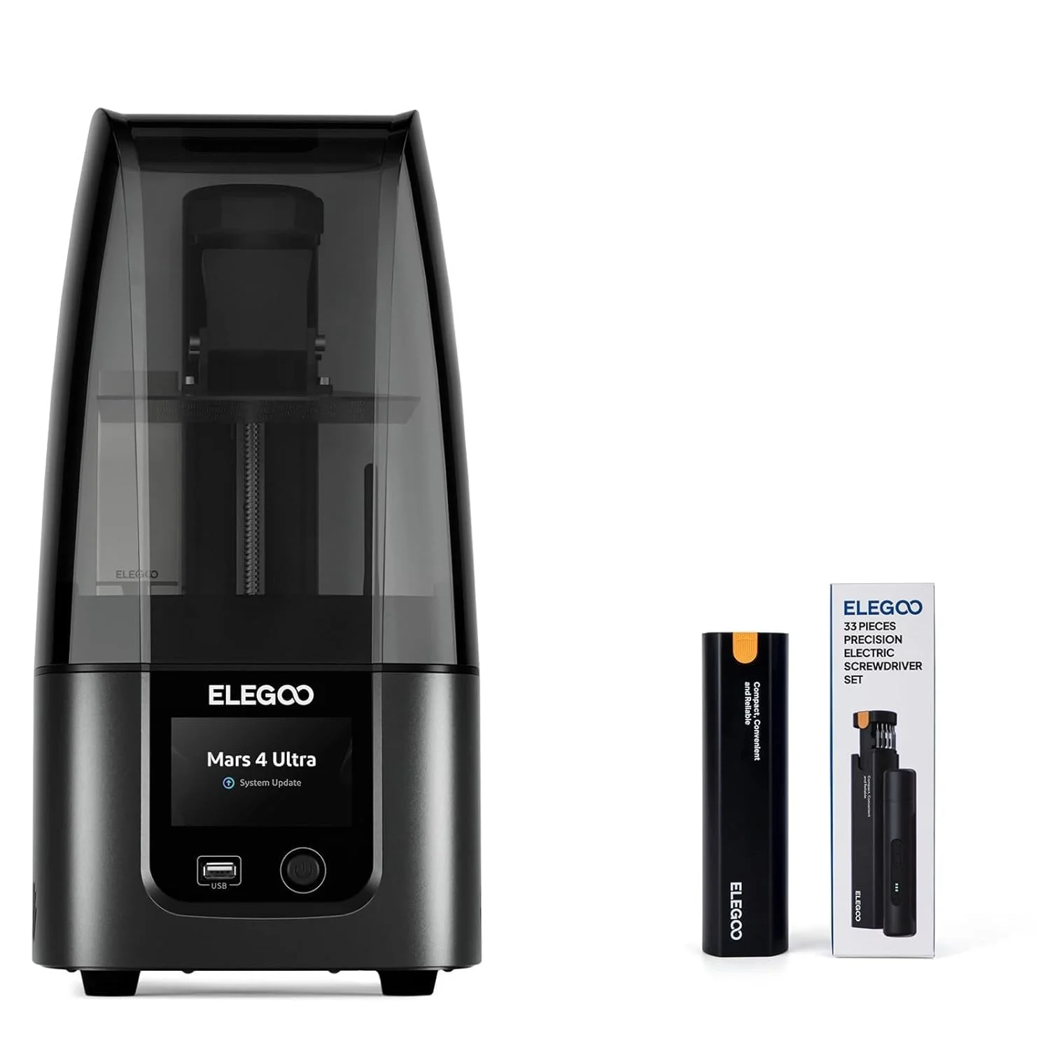 پرینتر سه بعدی رزینی ELEGOO Mars 4 Ultra MSLA و ست پیچ گوشتی برقی