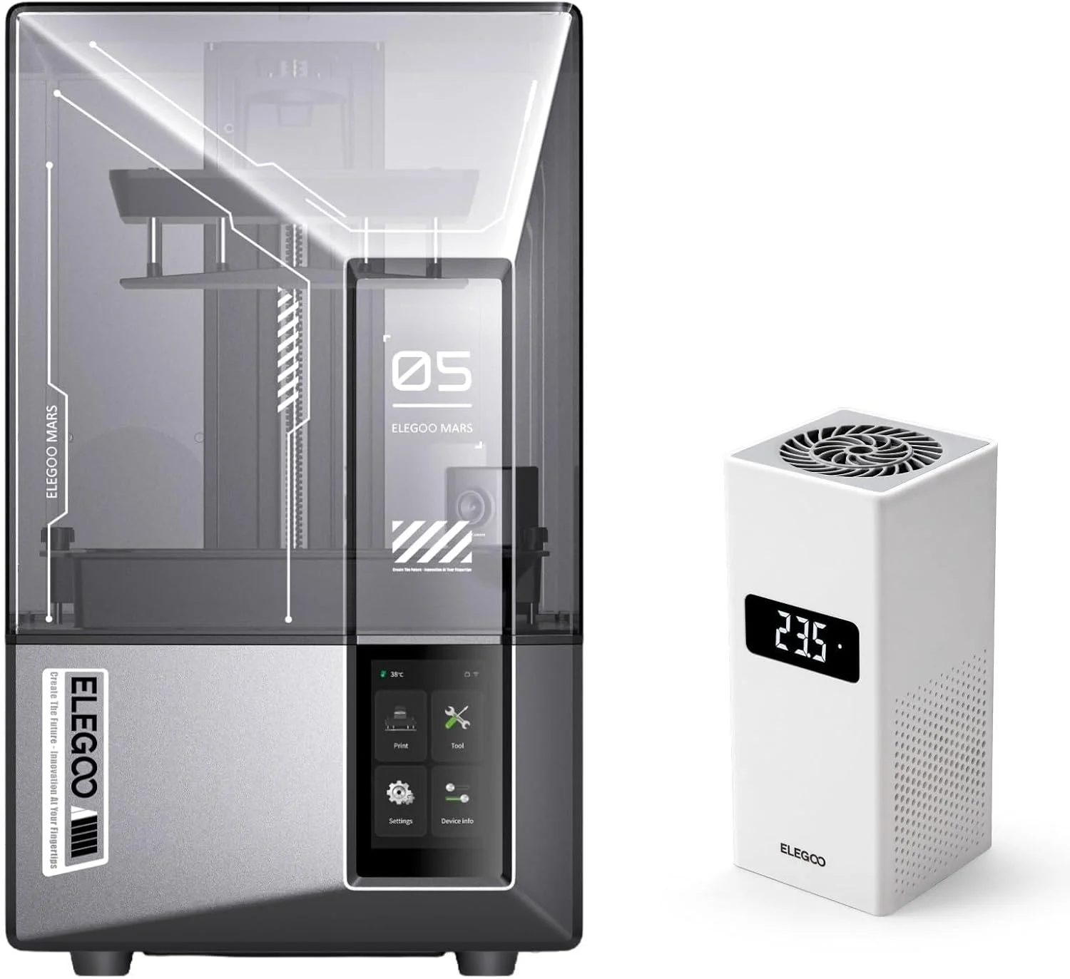 پرینتر سه بعدی رزینی ELEGOO Mars 5 Ultra به همراه مینی هیتر ELEGOO برای پرینتر سه بعدی رزینی