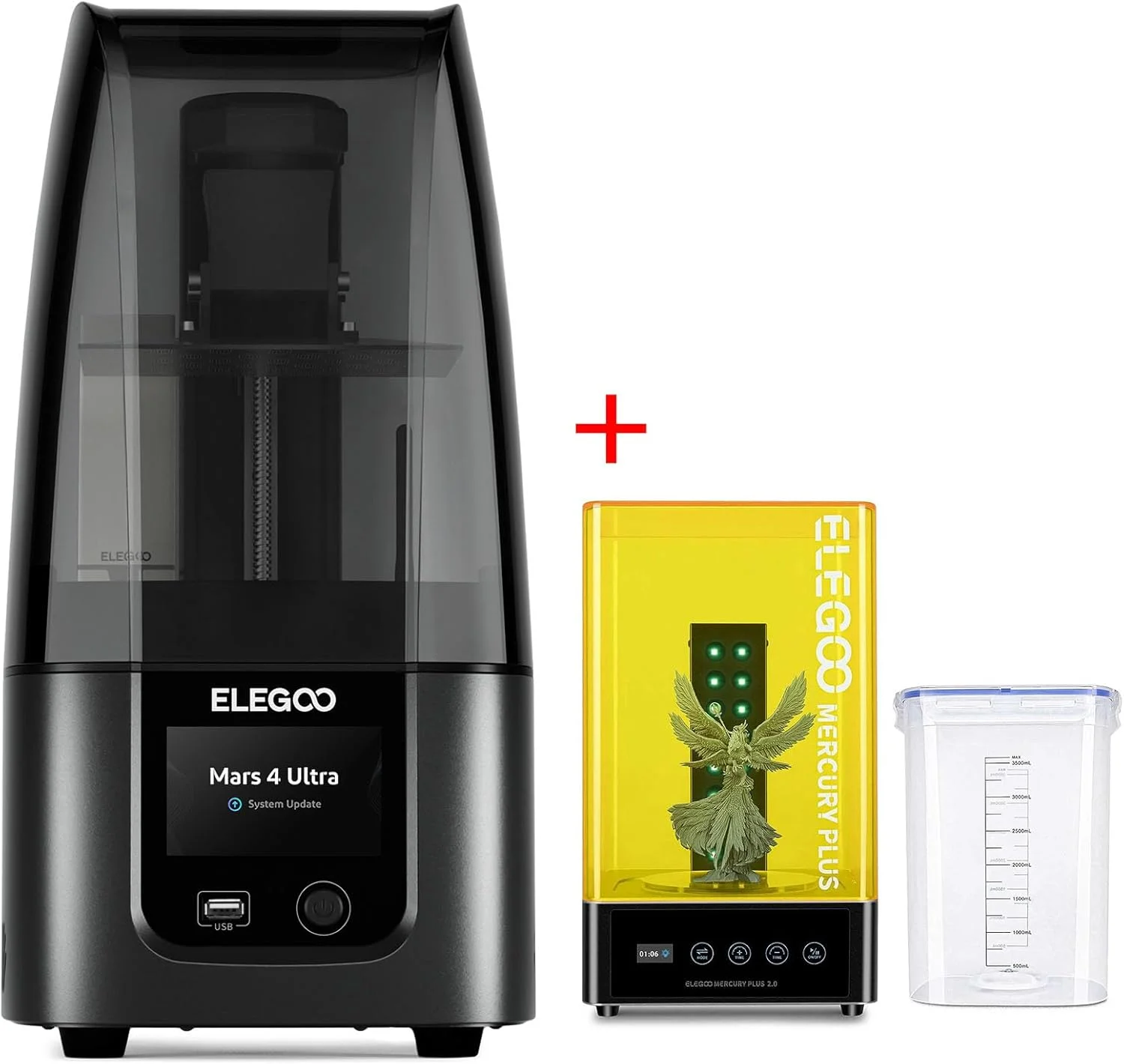 پرینتر سه بعدی رزینی ELEGOO Mars 4 Ultra و دستگاه شستشو و کیورینگ ELEGOO Mercury Plus 2.0