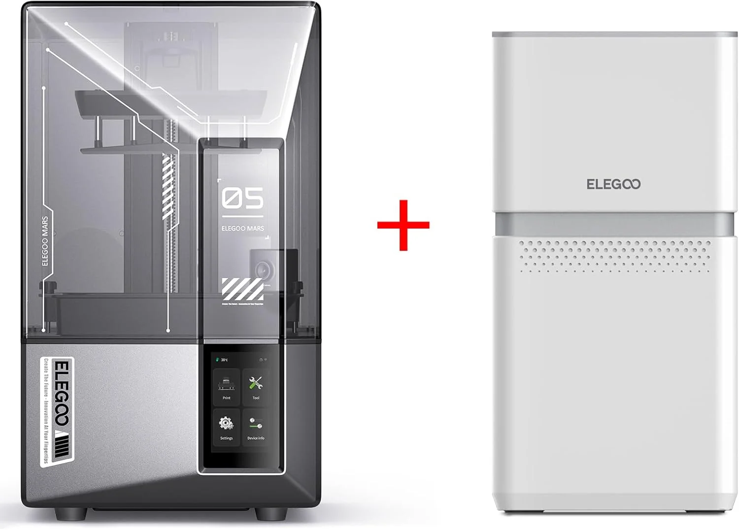 چاپگر سه بعدی رزینی ELEGOO Mars 5 Ultra 9K MSLA و دستگاه تصفیه هوا ELEGOO Marsmate