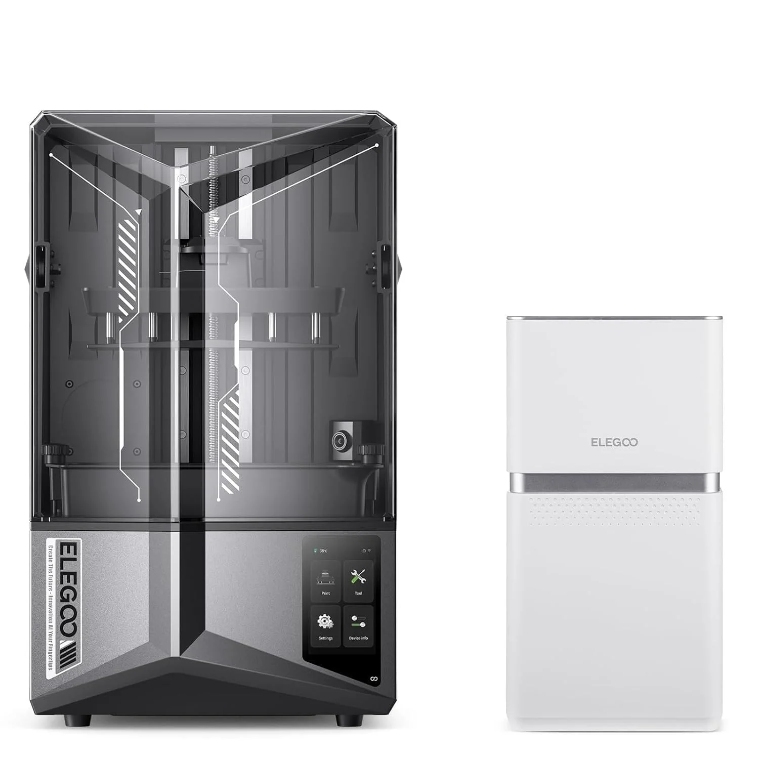 چاپگر سه بعدی رزینی ELEGOO Saturn 4 Ultra 12K MSLA و دستگاه تصفیه هوا ELEGOO Mars Mate