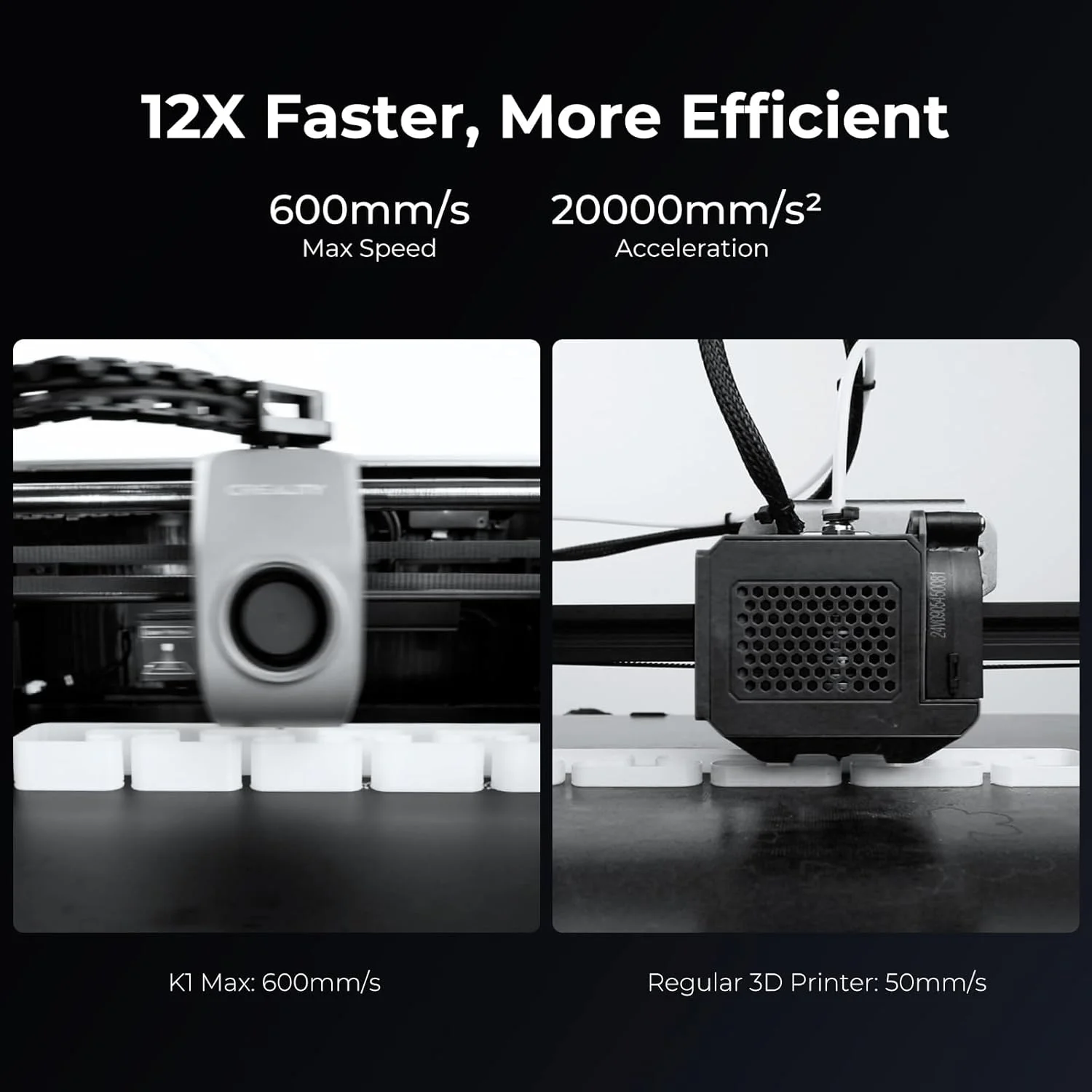 پرینتر سه بعدی کرالیتی مدل K1 Max، بسته پرینترهای سه بعدی با حداکثر سرعت 600 میلی متر بر ثانیه به همراه فیلامنت PLA مشکی و سفید