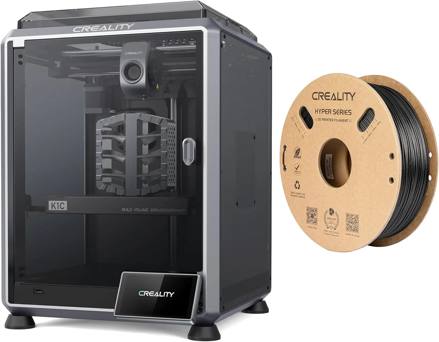 پرینتر سه بعدی کرالیتی K1C و بسته فیلامنت کرالیتی Hyper PLA-CF