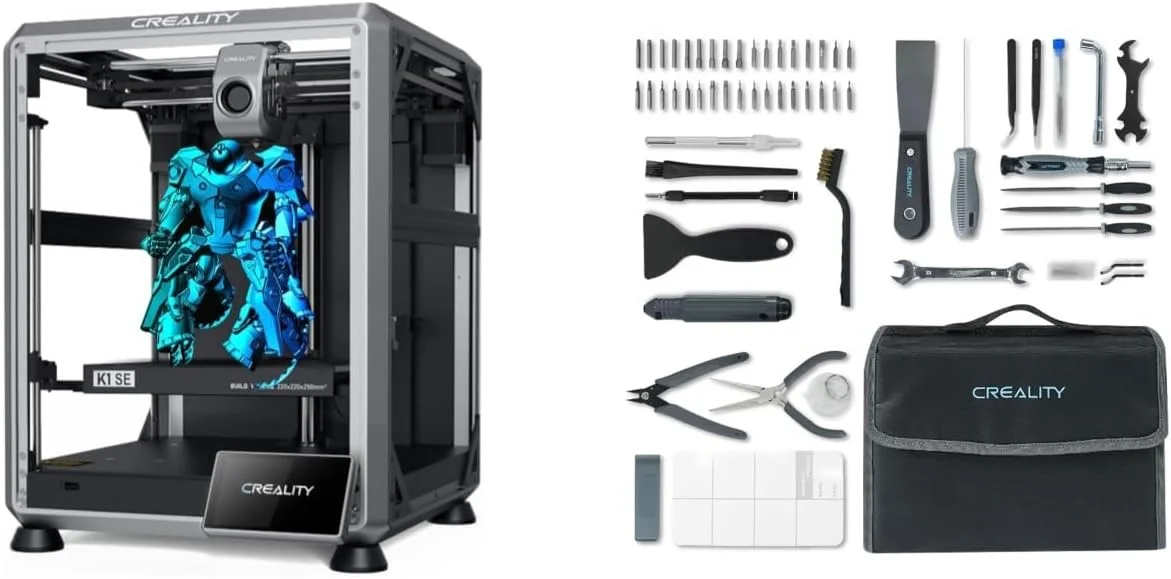 پرینتر سه بعدی کرالیتی K1 SE، با سرعت چاپ 600 میلی متر بر ثانیه، تراز خودکار CoreXY و Z-Offset، اکسترودر مستقیم دوگانه 300 درجه سانتیگراد، بدنه فلزی دایکاست و کیت ابزار پرینتر سه بعدی