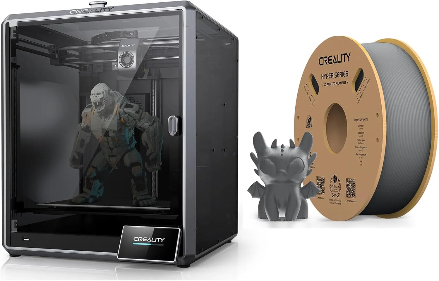 پرینتر سه بعدی Creality K1 MAX به همراه فیلامنت PLA خاکستری Creality Hyper