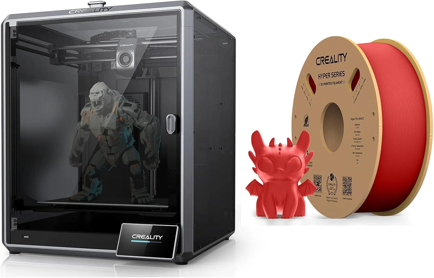پرینتر سه بعدی Creality K1 MAX به همراه فیلامنت PLA قرمز Creality Hyper