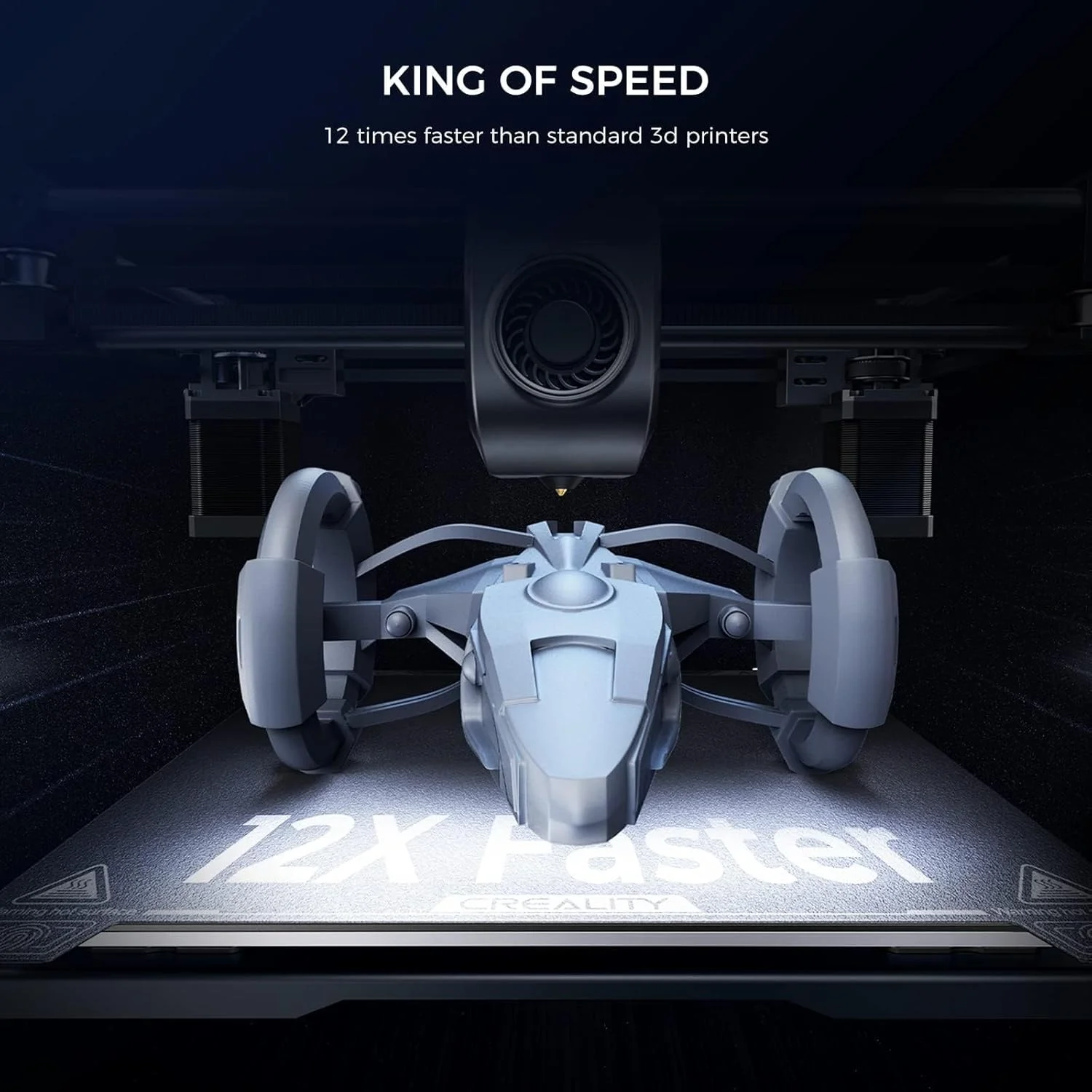 پرینتر سه بعدی کرالیتی K1 با سرعت چاپ 600 میلی‌متر بر ثانیه، هات‌اند با حداکثر جریان 32 میلی‌متر مکعب بر ثانیه، نازل با دمای بالای 300 درجه سانتیگراد، اکسترودر مستقیم، تراز خودکار، خودآزمایی با یک ضربه، رفع لرزش با سنسور G، مشکی هایپر