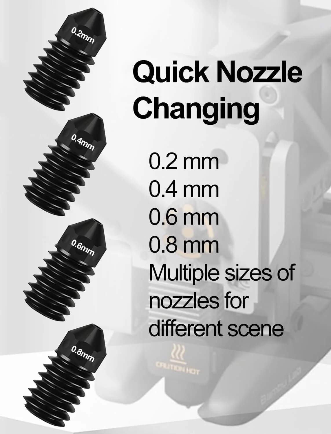 نازل A1 Mini/A1 برای پرینتر سه بعدی Bambu Lab، جایگزین های هات اند فولادی سخت شده با دمای بالا و جوراب سیلیکونی برای لوازم جانبی پرینتر سه بعدی Bambulab A1/A1 Mini (0.2/0.4/0.6/0.8mm)