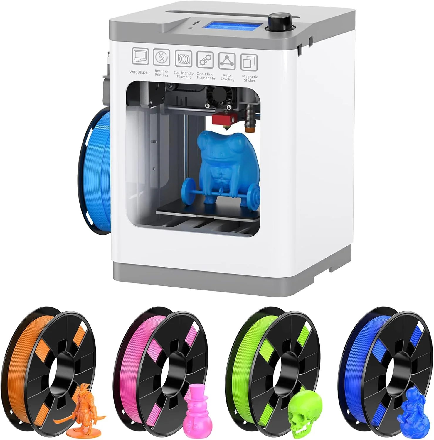 پرینتر سه بعدی ENTINA Tina2 Basic و فیلامنت پرینتر سه بعدی PLA در 4 رنگ برای Tina 2 (سبز روشن، نارنجی، صورتی، آبی)