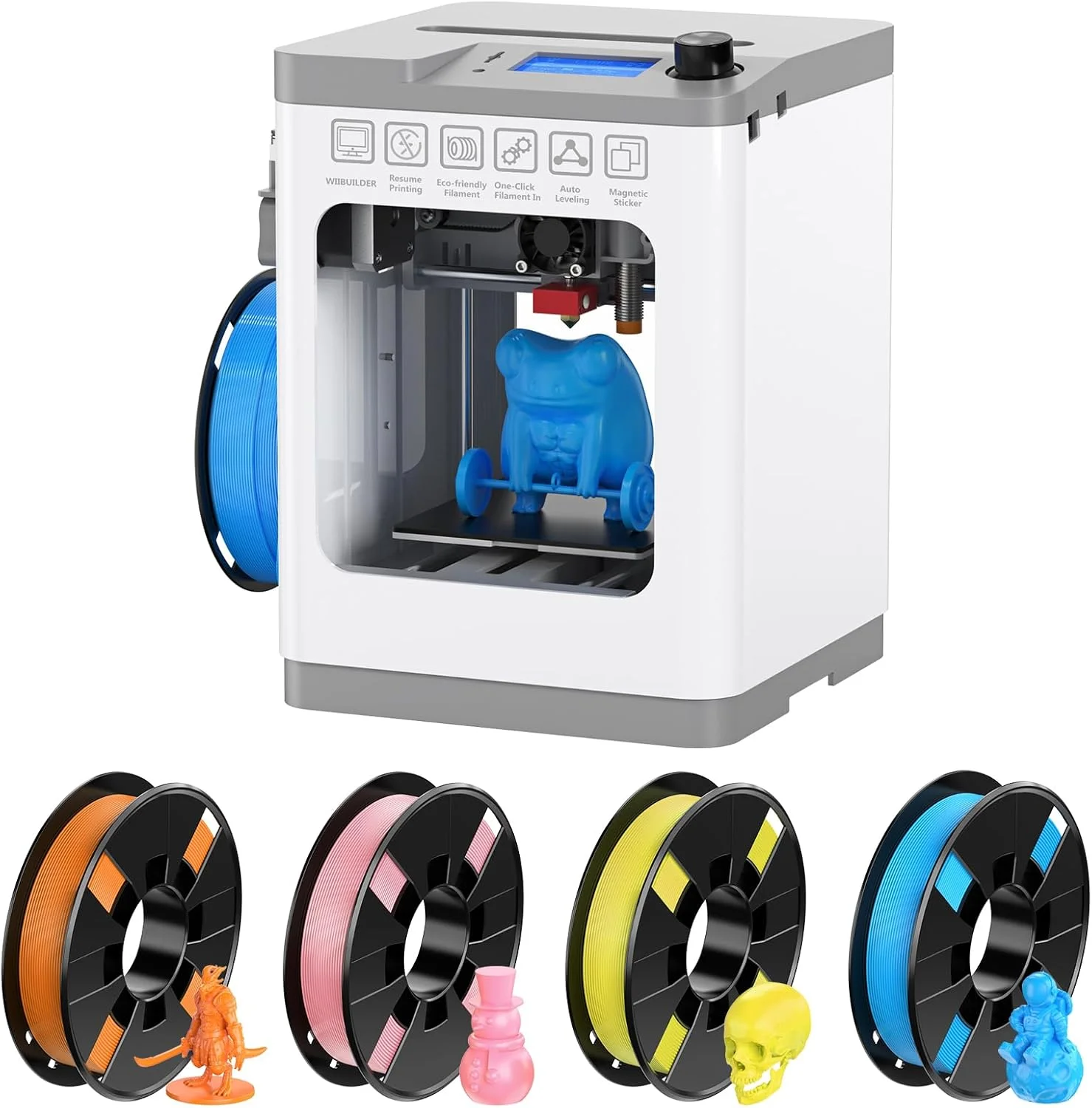 پرینتر سه بعدی مینی Entina Tina2 Basic به همراه بسته فیلامنت PLA (آبی آسمانی، زرد، صورتی، نارنجی)
