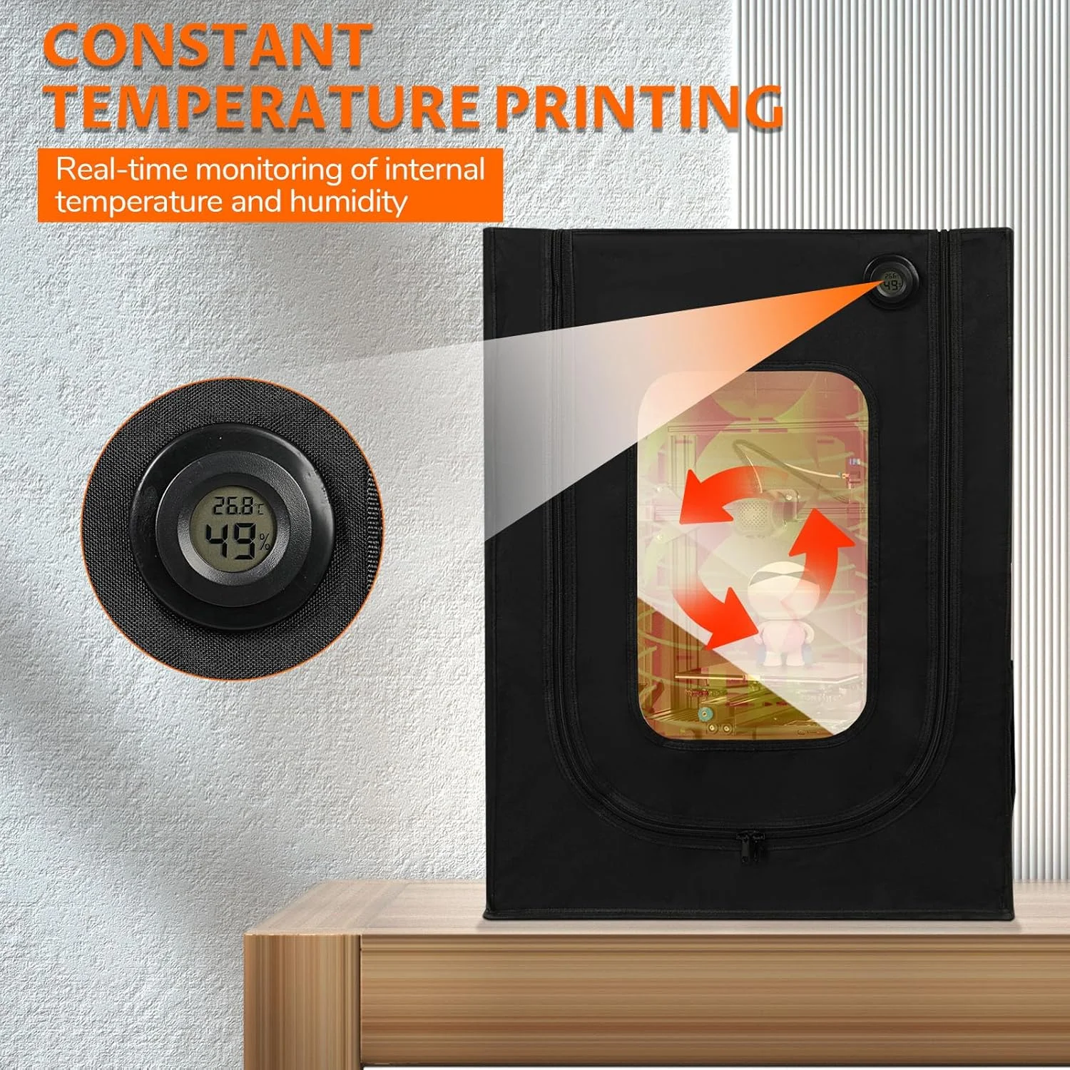 محفظه پرینتر سه بعدی با سیستم تهویه و پنجره های شفاف، سازگار با Bambu Lab P1/Creality Ender 3/Neptune 3 Pro/Anycubic Kobar 2/Flashforge AD5M