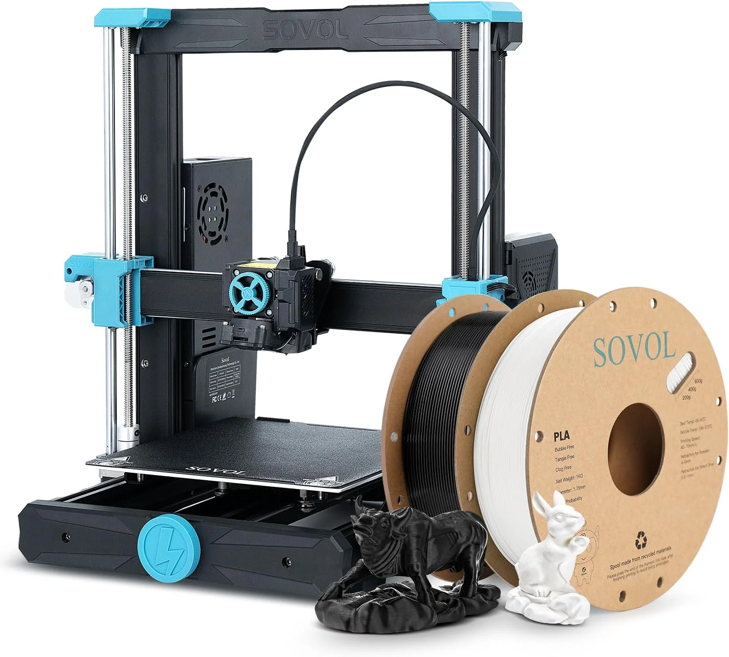 فیلامنت پرینتر سه بعدی PLA سوول 2 کیلوگرم مشکی + سفید و پرینتر سه بعدی Sovol SV06 Plus ACE