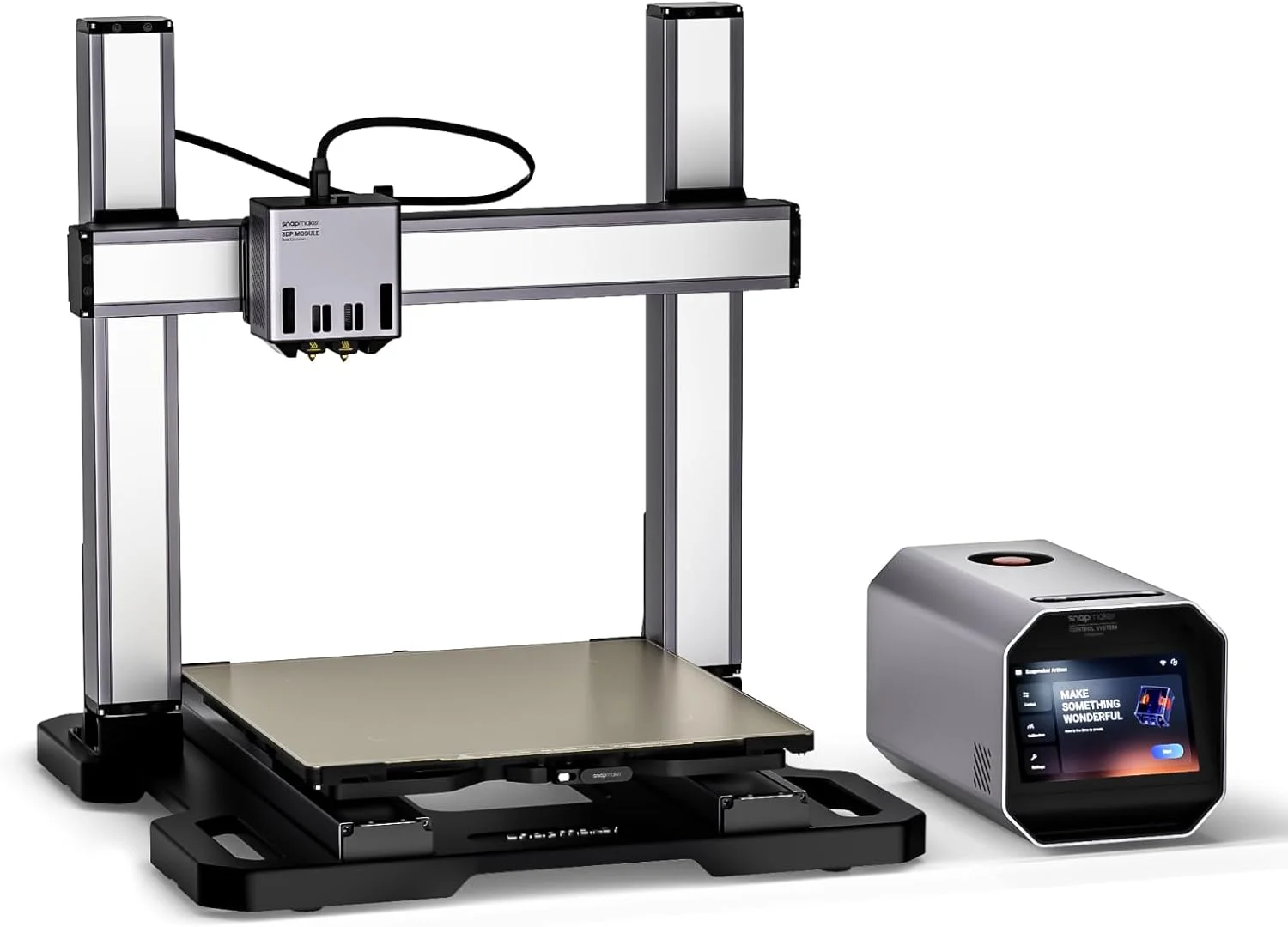 چاپگر سه بعدی Snapmaker Artisan با اکسترودر دوگانه، ناحیه کار بزرگ 400x400x400 میلی متر، حکاکی لیزری 40W/10W اختیاری و حکاکی CNC 200W، ورق PEl با بافت دوگانه، طراحی تمام فلزی، ریل های خطی درجه صنعتی