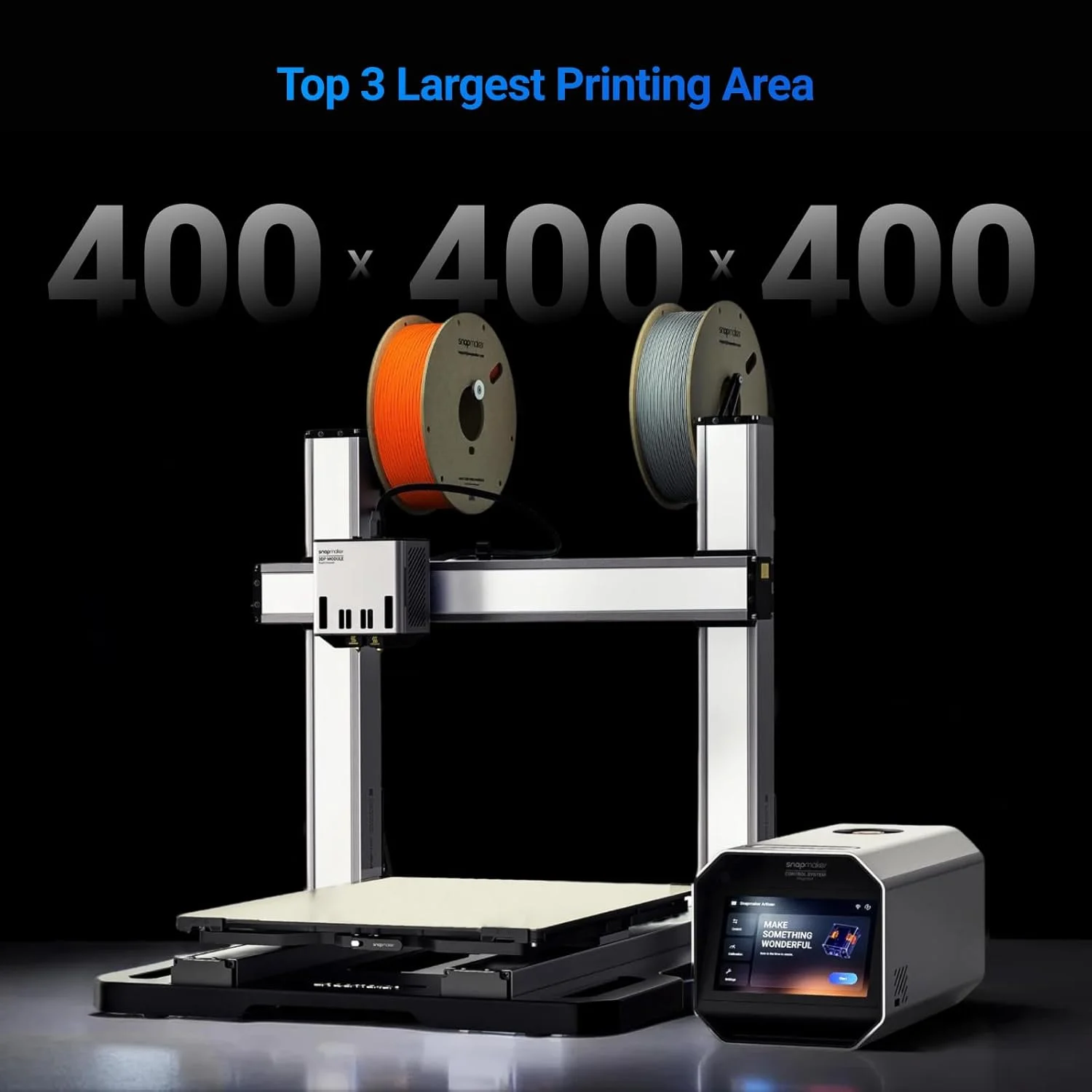 چاپگر سه بعدی Snapmaker Artisan با اکسترودر دوگانه، ناحیه کار بزرگ 400x400x400 میلی متر، حکاکی لیزری 40W/10W اختیاری و حکاکی CNC 200W، ورق PEl با بافت دوگانه، طراحی تمام فلزی، ریل های خطی درجه صنعتی