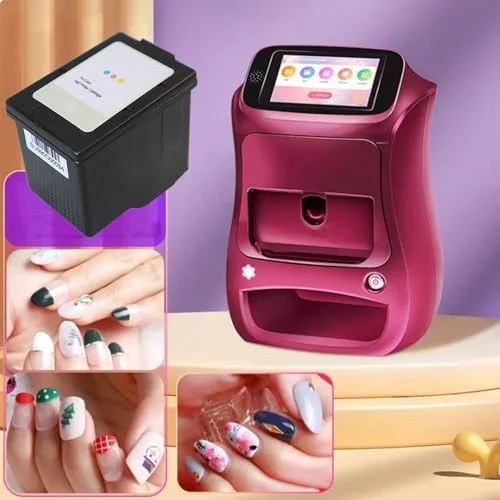 دستگاه چاپگر هوشمند ناخن سه بعدی - چاپگر خودکار چند منظوره طراحی ناخن با پشتیبانی از WiFi/USB/DIY برای استفاده در منزل و استودیو ناخن - شامل کارتریج جوهر