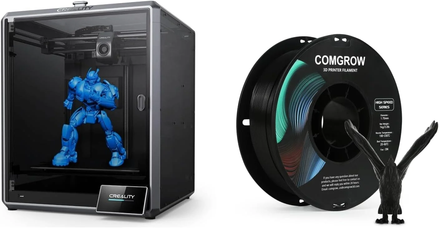 پرینتر سه بعدی کروایلی K1 Max با سرعت چاپ 600mm/s و شتاب 20000mm/s²، ساختار Core XY، حجم ساخت بزرگ، تراز خودکار، اکسترودر دوگانه و فیلامنت PLA پرینتر سه بعدی با سرعت بالا