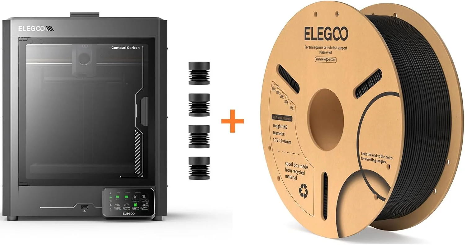 پرینتر سه بعدی Centauri Carbon و فیلامنت PLA مشکی 1 کیلوگرمی