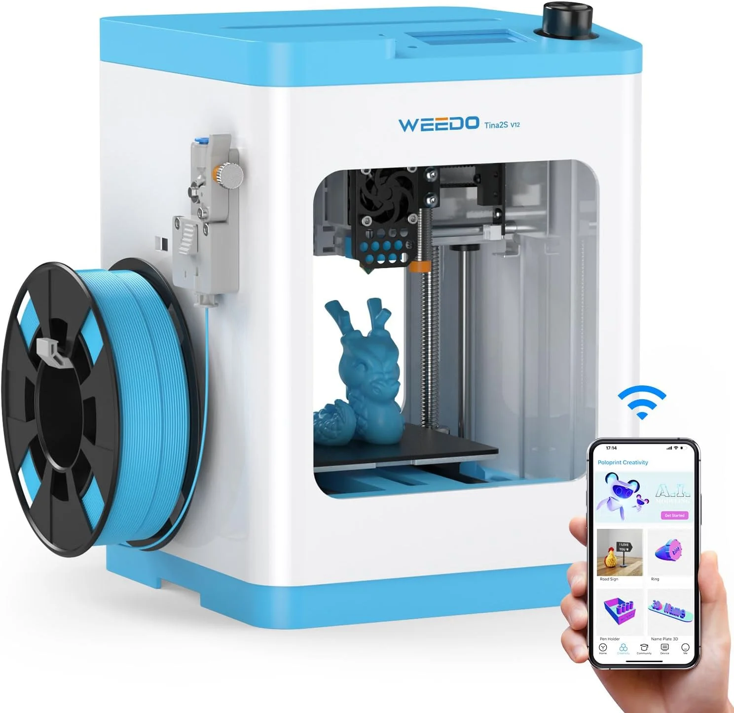 پرینتر سه بعدی TINA2S برای کودکان و مبتدیان، پرینتر سه بعدی مینی WEEDO با قابلیت اسمبل کامل و تراز خودکار، کنترل از طریق WiFi و اپلیکیشن، سیستم عامل متن باز، سنسور تشخیص فیلامنت، سازگار با PLA/PLA+/TPU