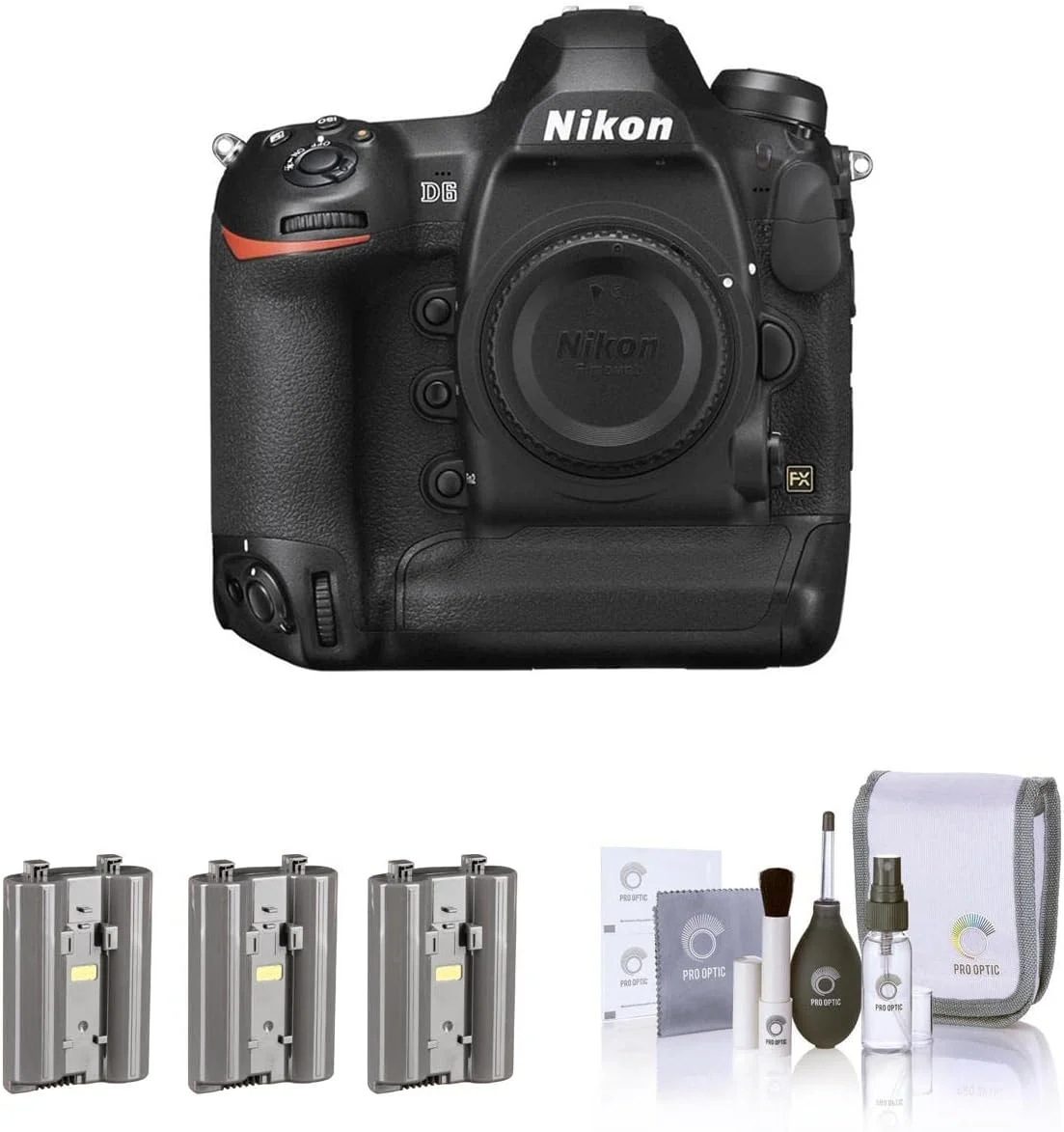 دوربین دیجیتال SLR نیکون D6 با فرمت FX به همراه 3 عدد باتری EN-EL18c و کیت تمیز کننده