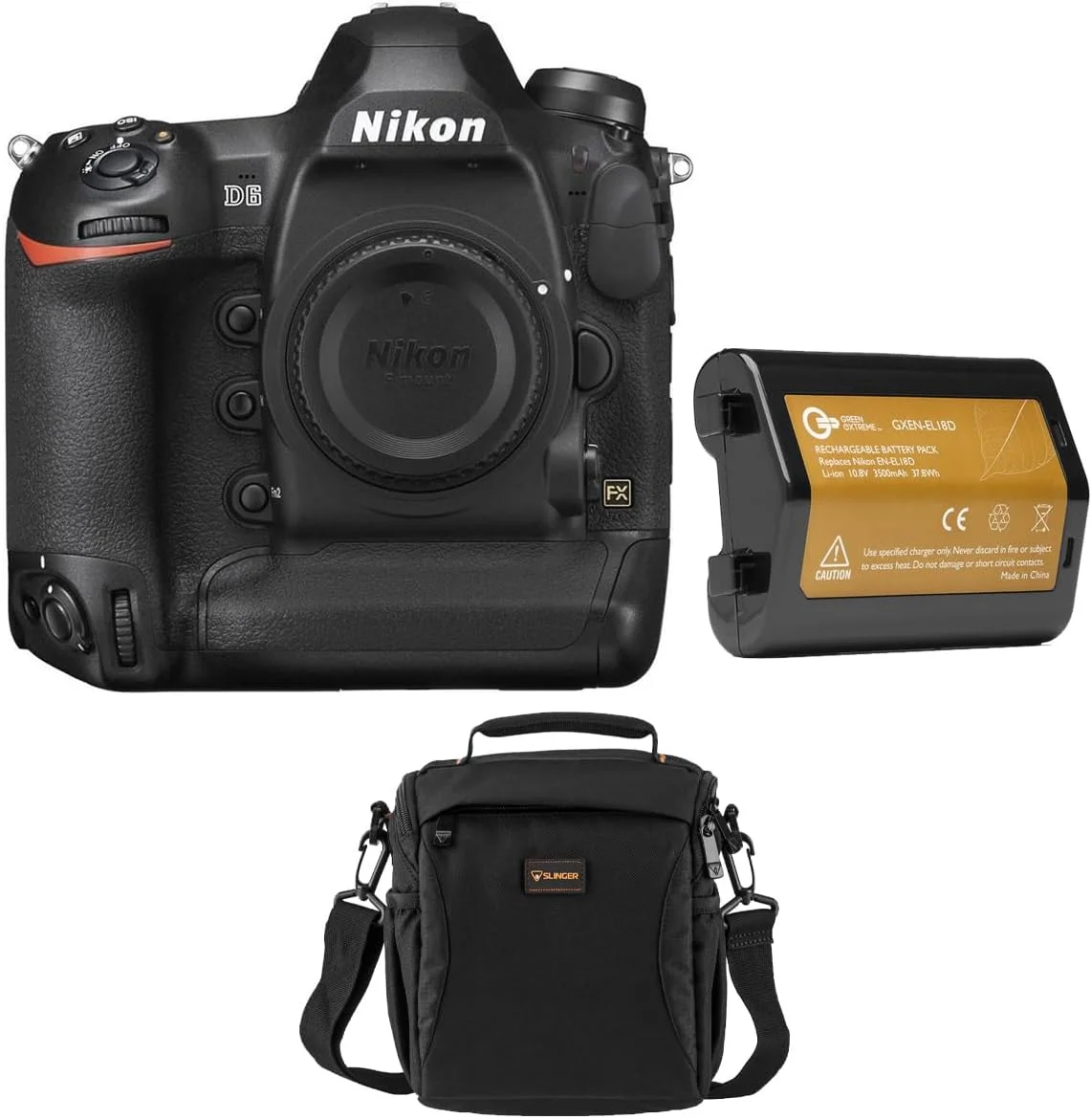 دوربین دیجیتال SLR نیکون D6 با فرمت FX، به همراه باتری لیتیوم-یونی EN-EL18d و کیف شانه‌ای