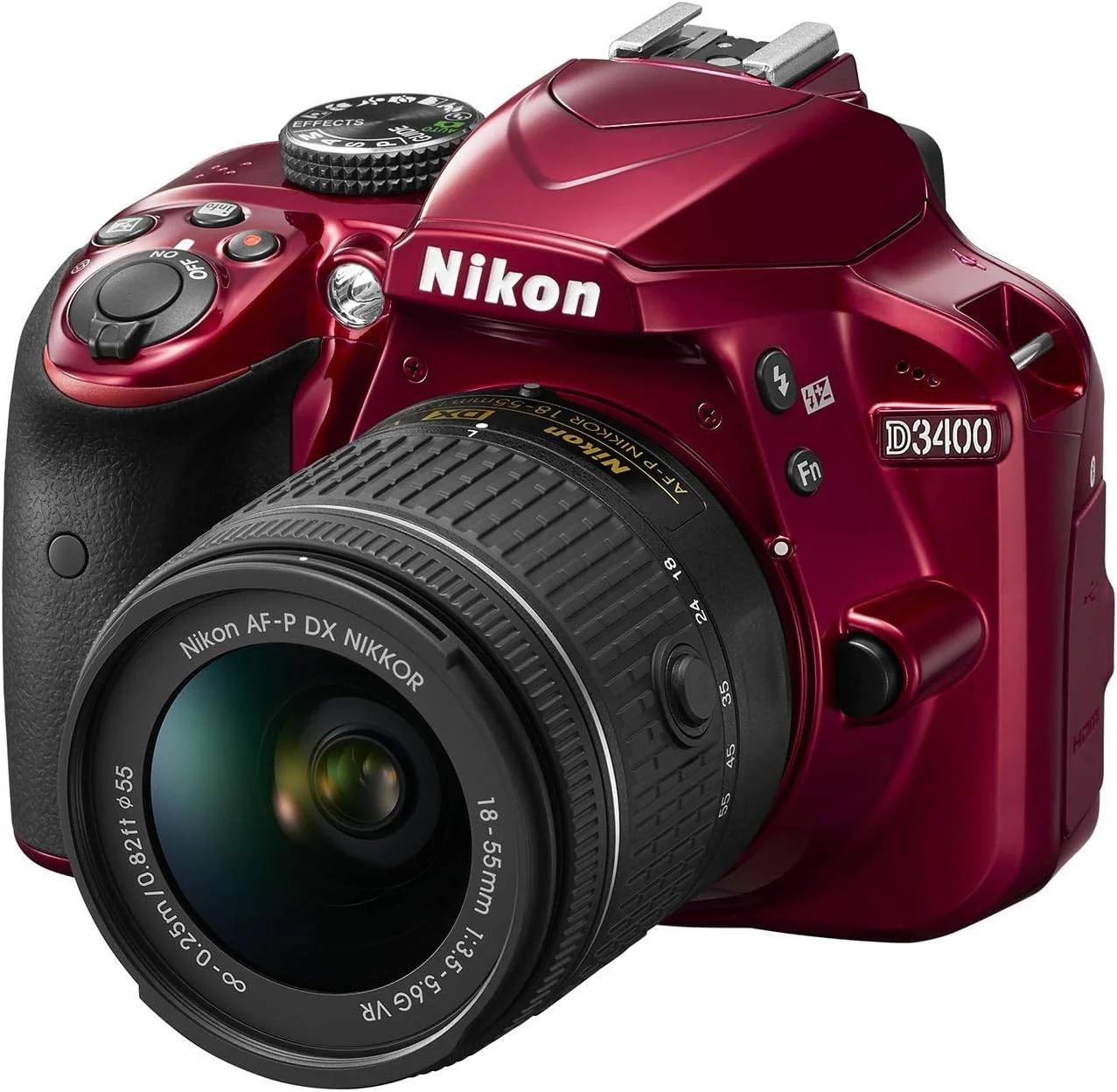 دوربین نیکون D3400 به همراه لنز AF-P DX NIKKOR 18-55mm f/3.5-5.6G VR (قرمز) (بازسازی شده)