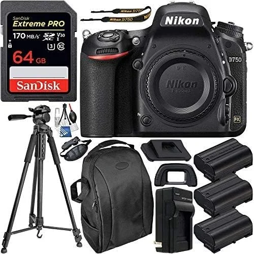 دوربین DSLR نیکون D750 (فقط بدنه) و بسته لوازم جانبی لوکس (بازسازی شده)