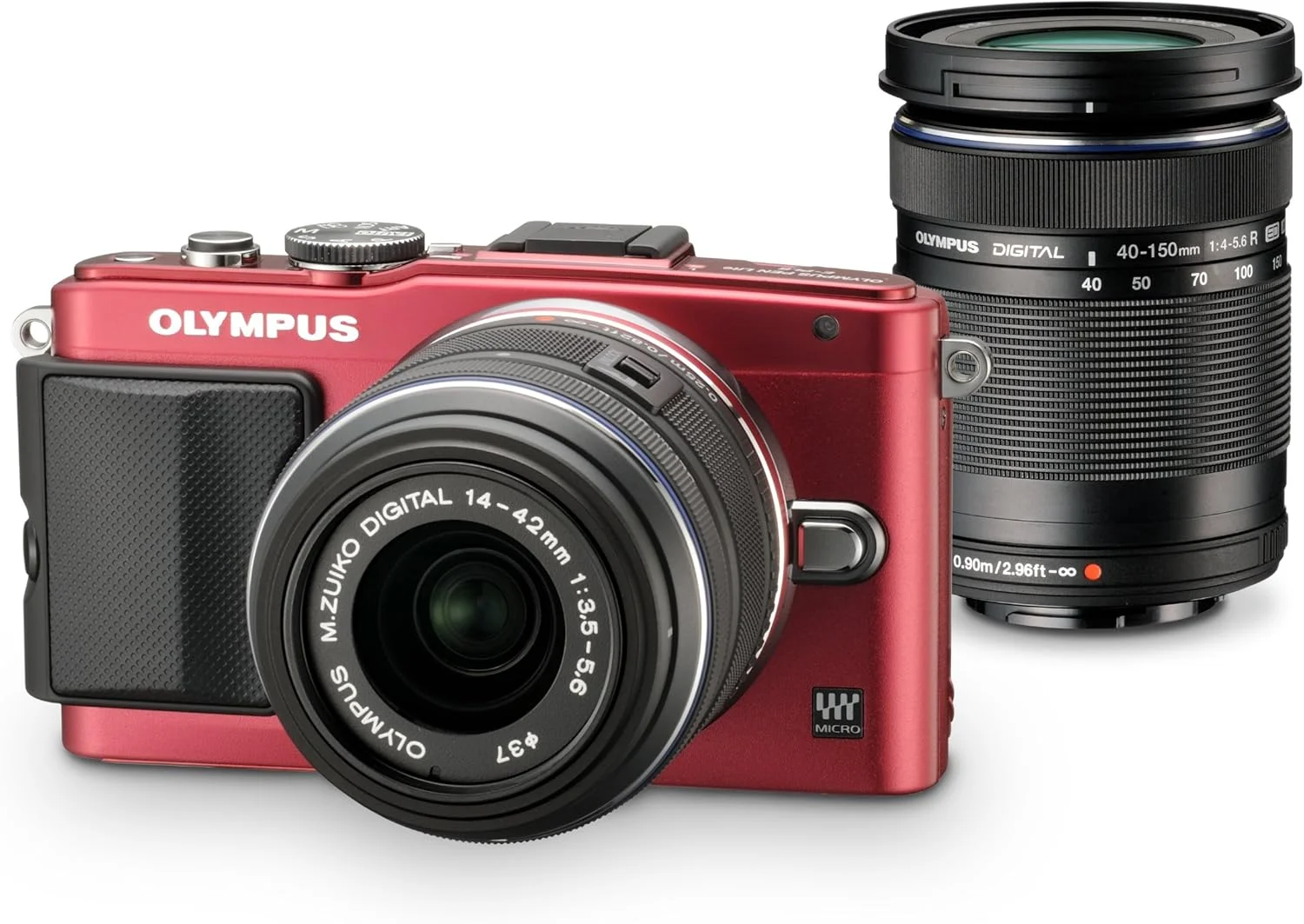 دوربین بدون آینه الیمپوس E-PL6 به همراه لنزهای ED 14-42mm f/3.5-5.6 و ED 40-150mm f/4.0-5.6 (قرمز) - نسخه بین المللی