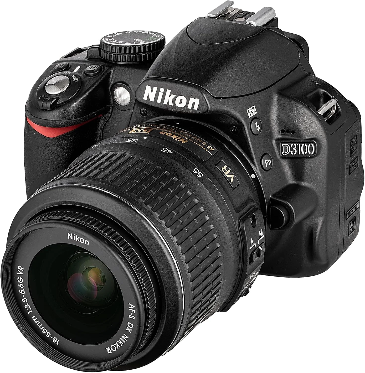 دوربین دیجیتال نیکون D3100 با حسگر 14.2 مگاپیکسل به همراه لنز زوم AF-S DX 18-55mm f/3.5-5.6 VR - (مشکی) (تولید متوقف شده) (بازسازی شده)