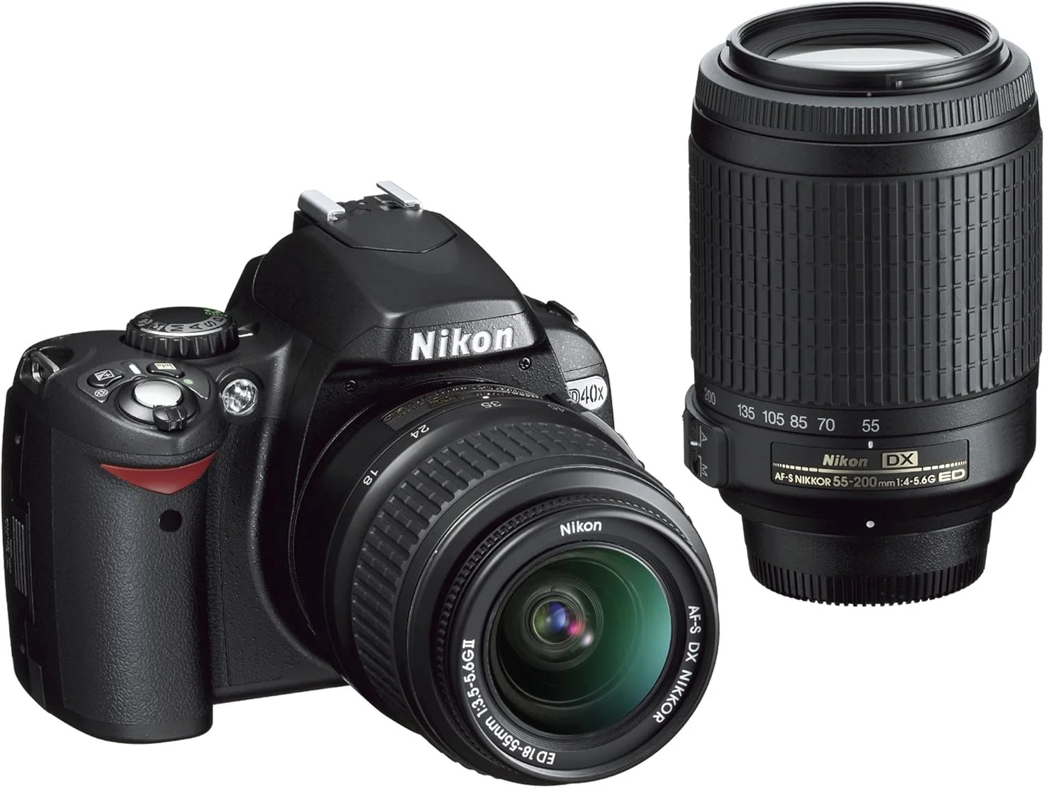دوربین DSLR نیکون D40X به همراه لنزهای 18-55mm f/3.5-5.6G ED II AF-S DX و 55-200mm f/4.5-5.6G ED AF-S DX Zoom-Nikkor