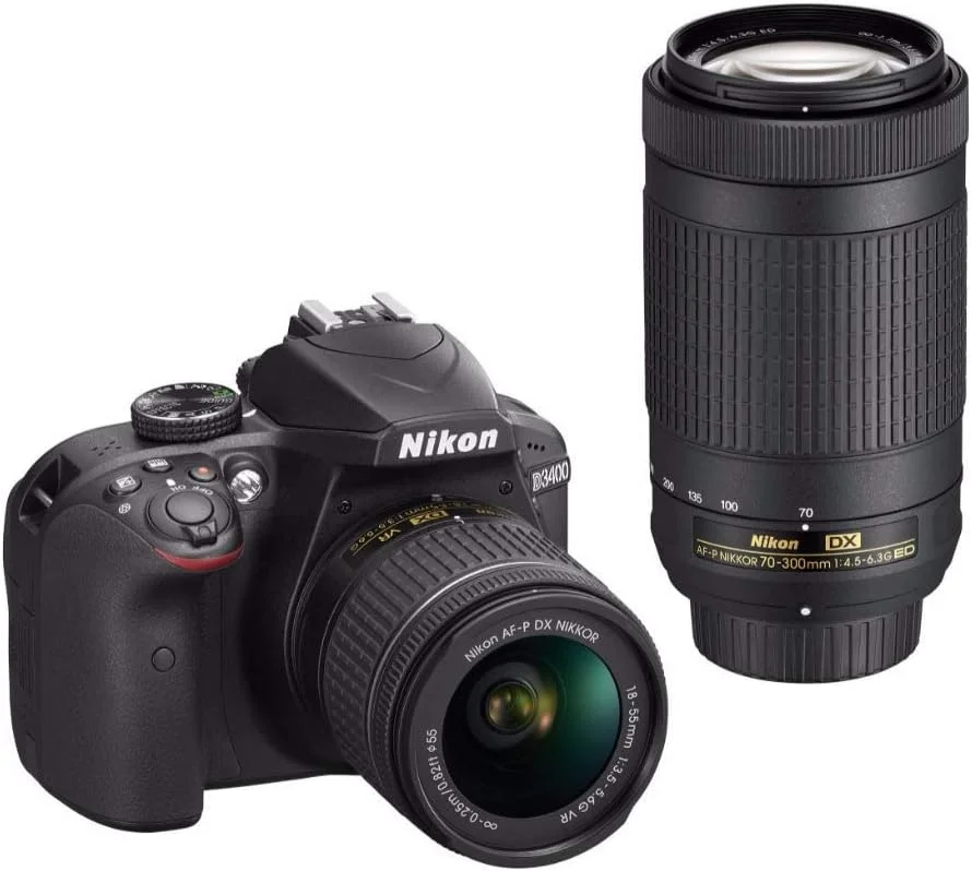 دوربین نیکون D3400 با لنز AF-P DX NIKKOR 18-55mm f/3.5-5.6G VR و AF-P DX NIKKOR 70-300mm f/4.5-6.3G ED