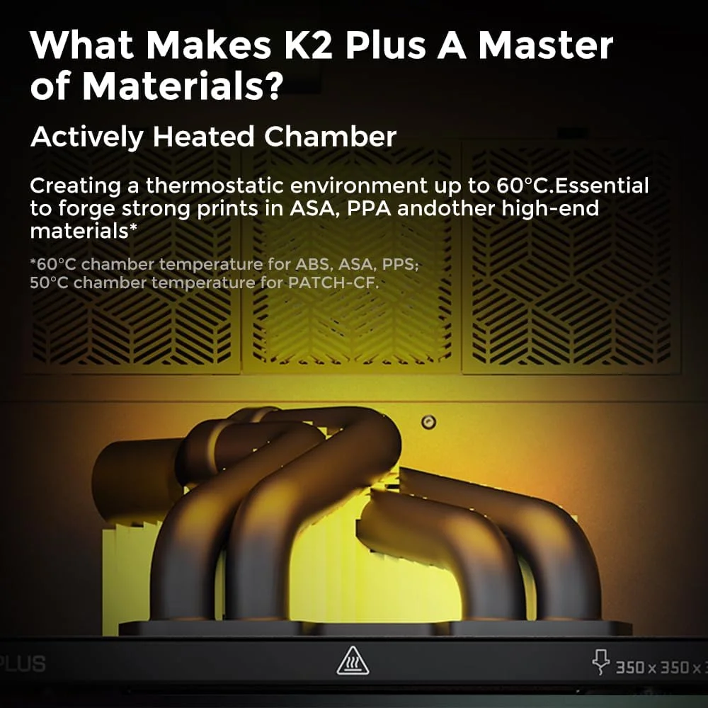 پرینتر سه بعدی Comgrow Creality K2 Plus، پشتیبانی از نیازهای چاپ چند رنگ CFS، حداکثر سرعت 600 میلی‌متر بر ثانیه، سیستم موتور Step-servo، چاپ با دمای بالای 350 درجه سانتیگراد و فن‌های K2 Plus