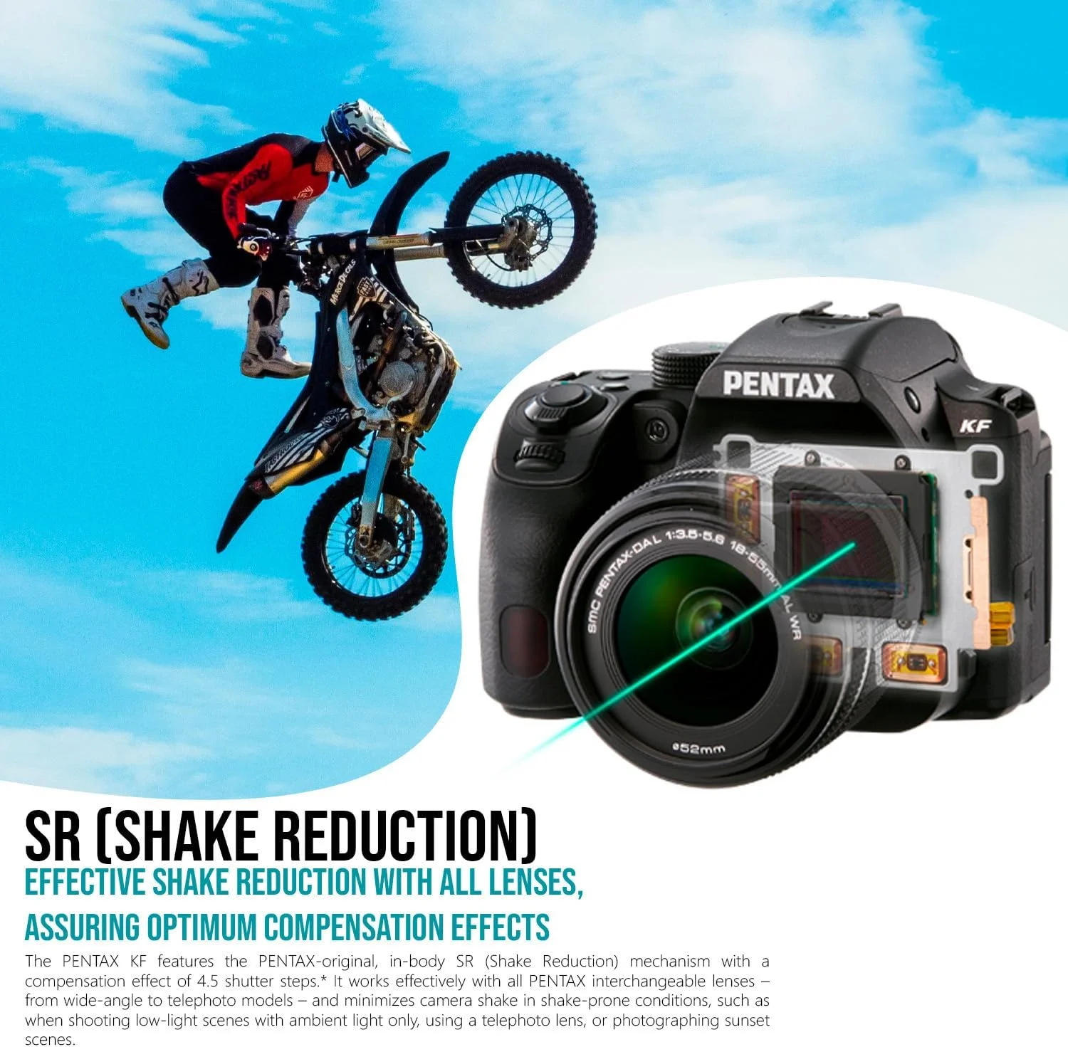 کیت دوربین DSLR پنتاکس KF (مشکی) با لنز PENTAX DA L 18-55mm F3.5-5.6 AL WR به همراه لنز پنتاکس، کیف لوازم جانبی و بسته نرم افزاری شامل 4 نرم افزار OEM Photo و مجموعه نرم افزاری هنری (5 مورد) کیت دوربین DSLR پنتاکس KF (مشکی) با لنز PENTAX DA L 18-55mm F3.5-5.6 AL WR به همراه لنز پنتاکس، کیف لوازم جانبی و بسته نرم افزاری شامل 4 نرم افزار OEM Photo و مجموعه نرم افزاری هنری (5 مورد)